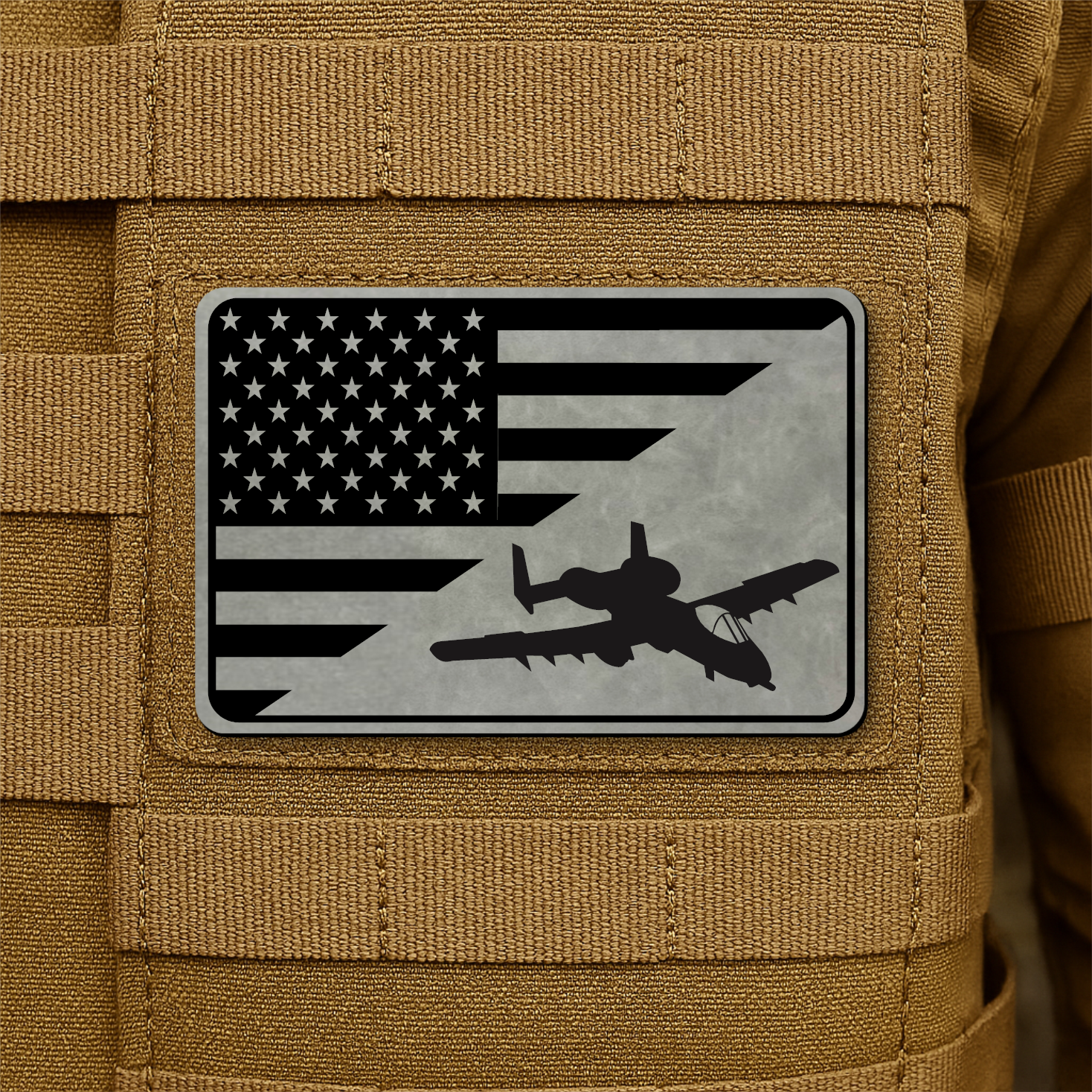 A-10 Warthog American Flag Morale Patch | Made in USA | VELCRO® Brand Hook Backing