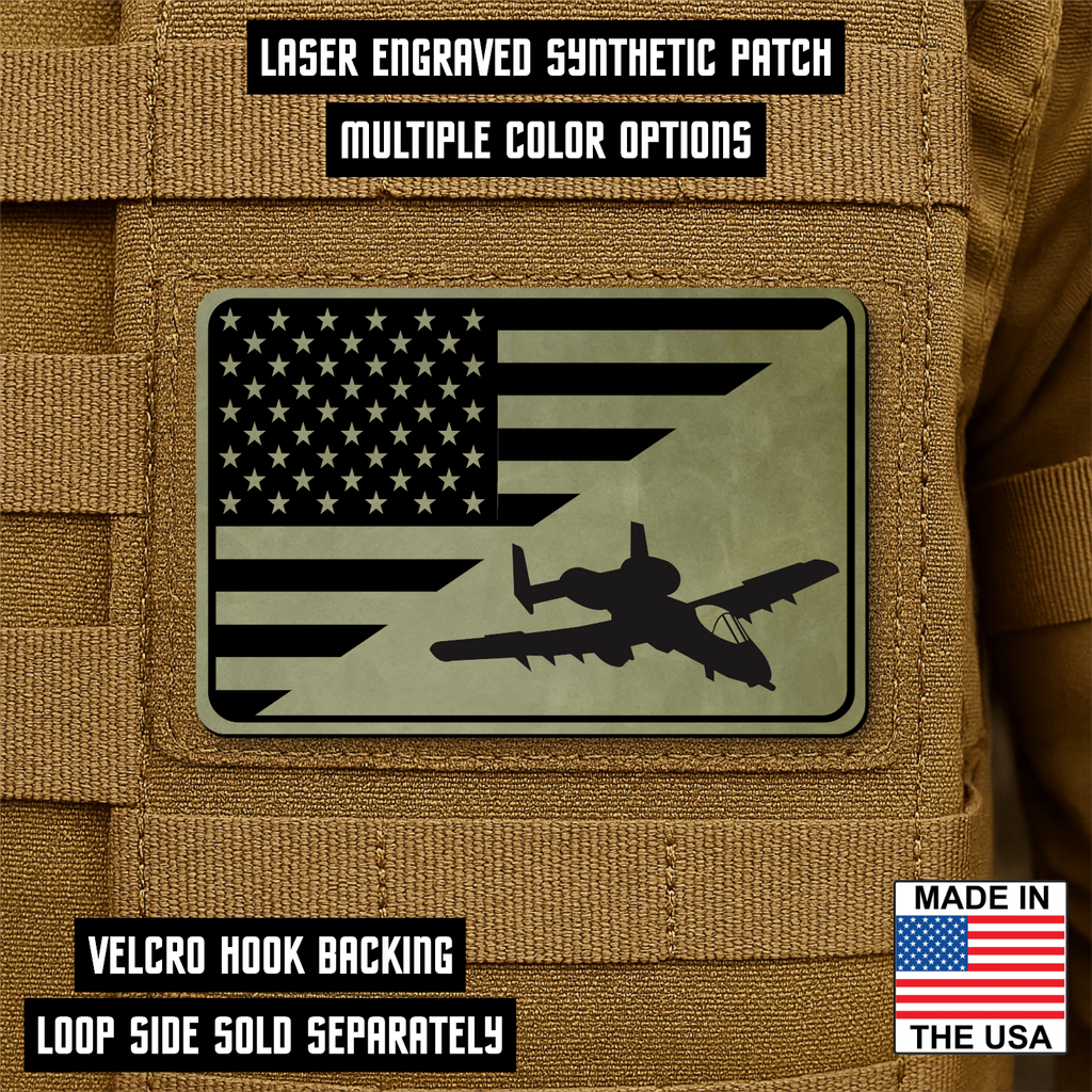 A-10 Warthog American Flag Morale Patch | Made in USA | VELCRO® Brand Hook Backing
