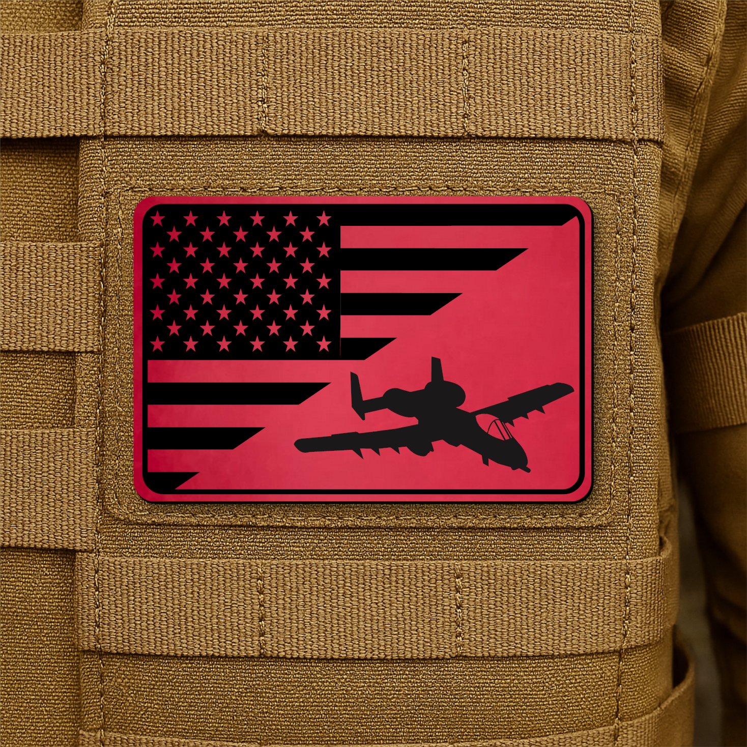 A-10 Warthog American Flag Morale Patch | Made in USA | VELCRO® Brand Hook Backing