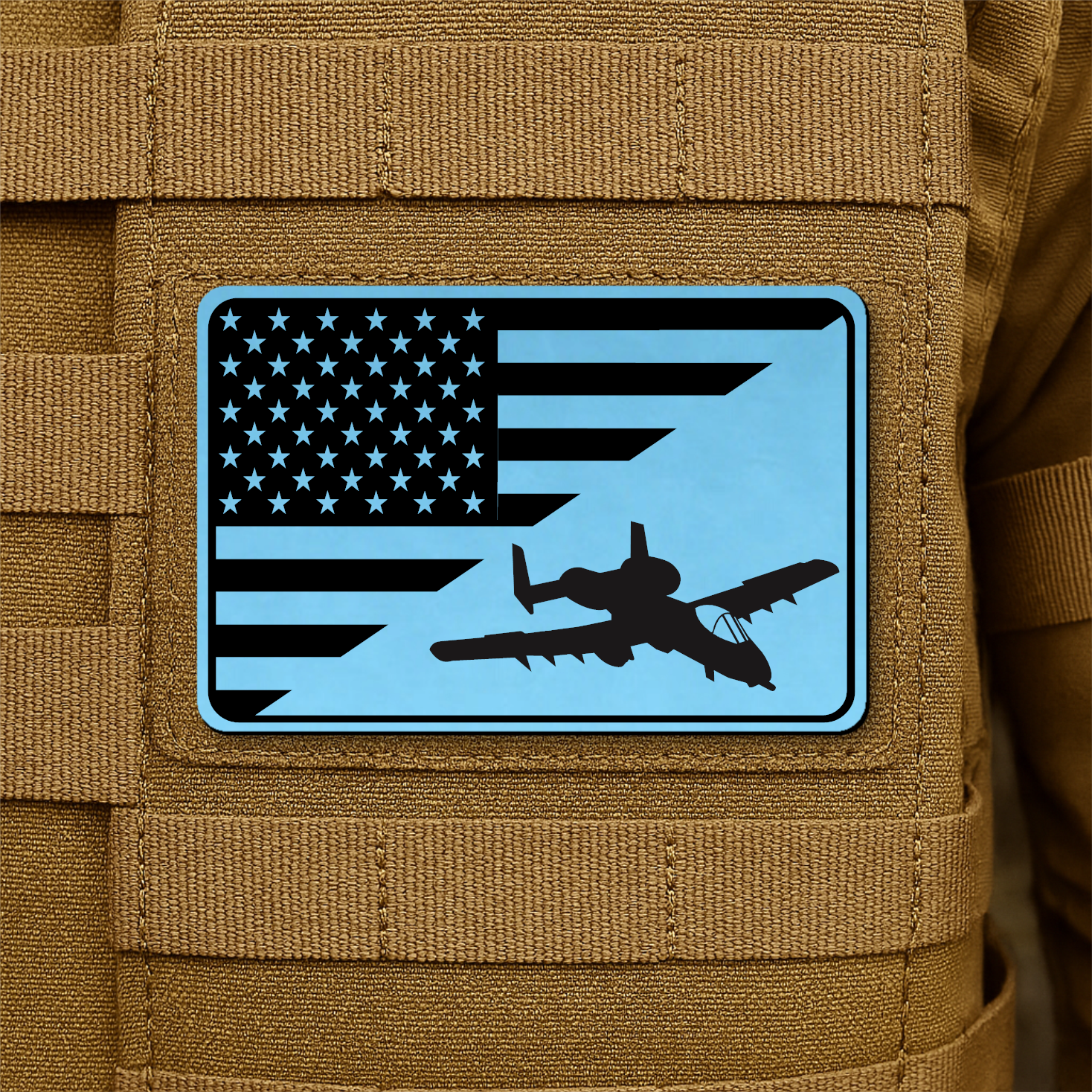A-10 Warthog American Flag Morale Patch | Made in USA | VELCRO® Brand Hook Backing