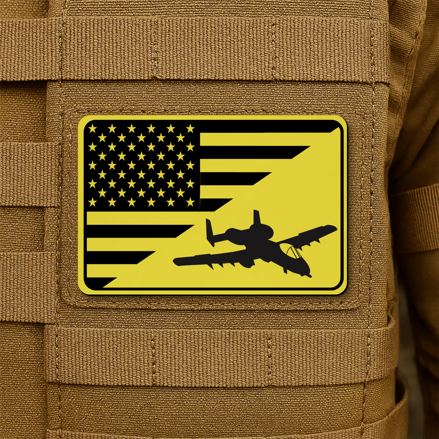 A-10 Warthog American Flag Morale Patch | Made in USA | VELCRO® Brand Hook Backing