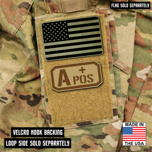 A Positive Blood Type Patch – Engraved Synthetic Material 1.25" x 2.5" Hook & Loop | 24 Color Options