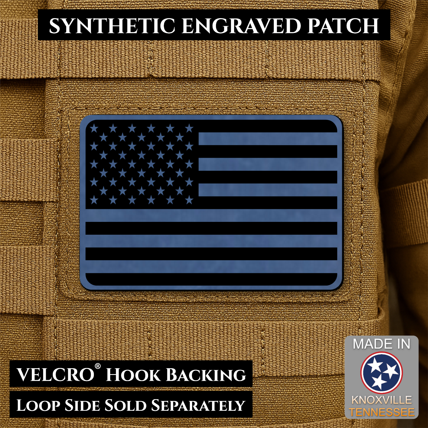 Tactical Synthetic American Flag Patch | Made in USA | VELCRO® Brand Hook Backing