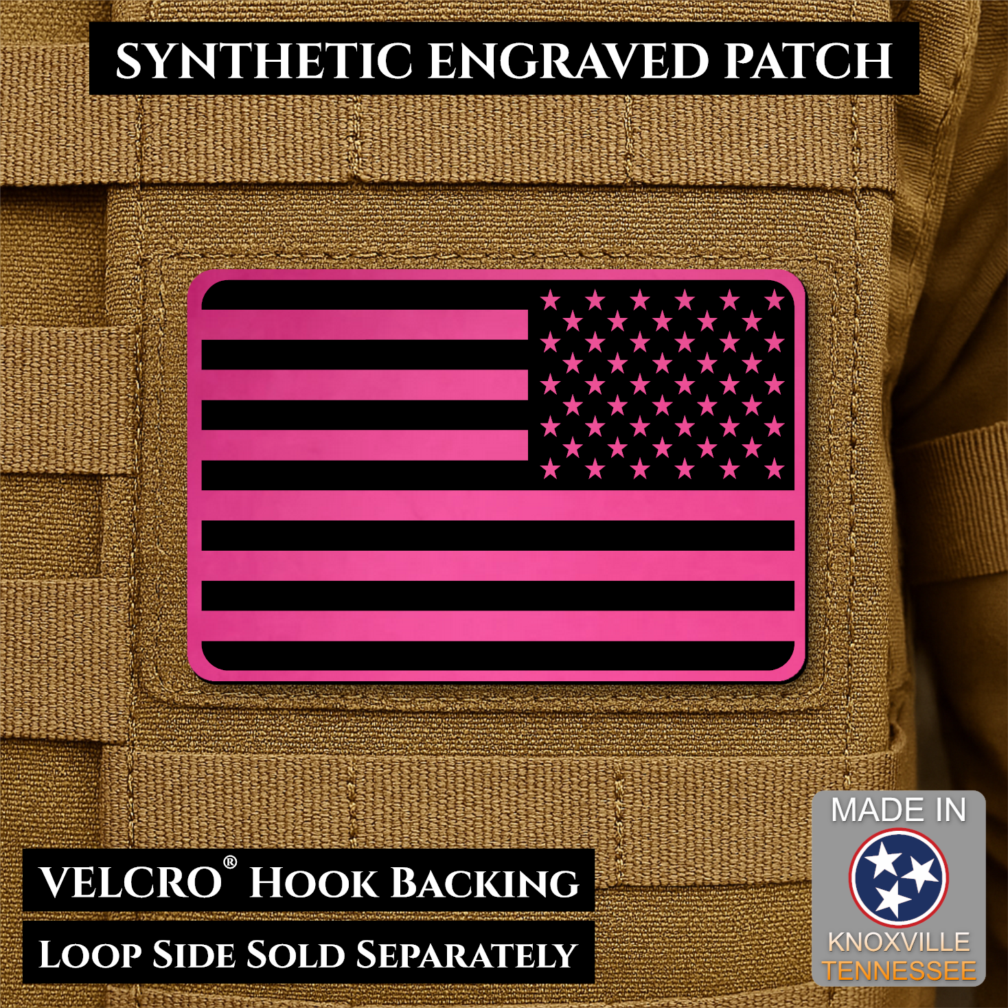 Tactical Synthetic American Flag Patch | Made in USA | VELCRO® Brand Hook Backing