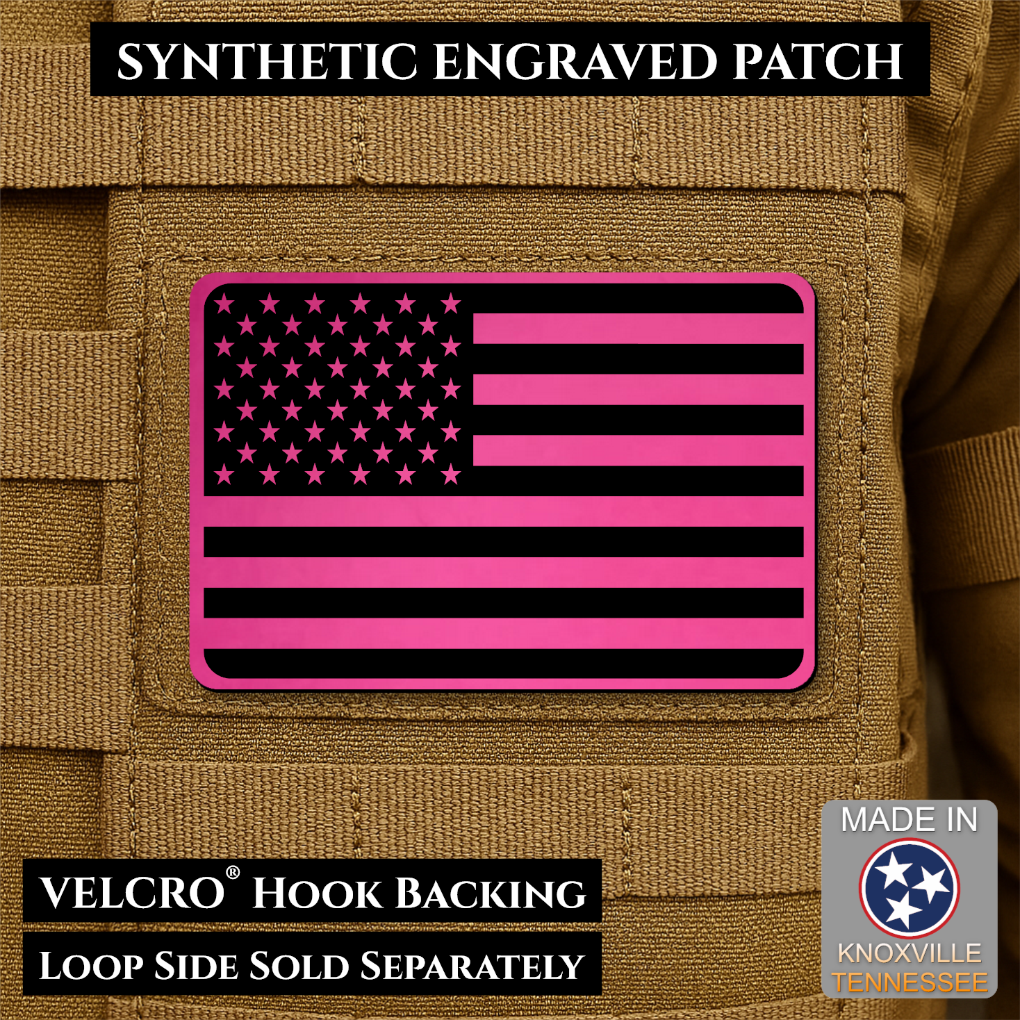 Tactical Synthetic American Flag Patch | Made in USA | VELCRO® Brand Hook Backing