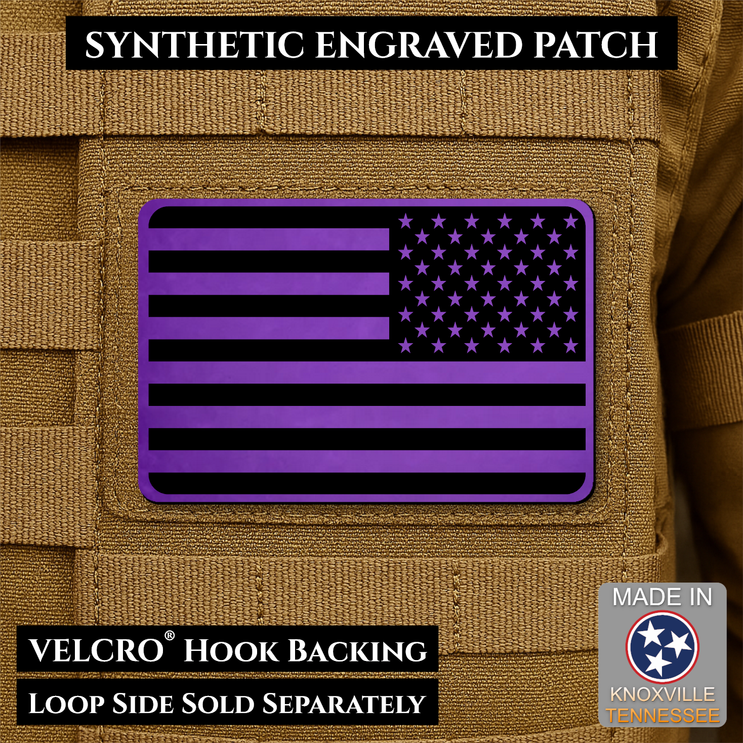 Tactical Synthetic American Flag Patch | Made in USA | VELCRO® Brand Hook Backing