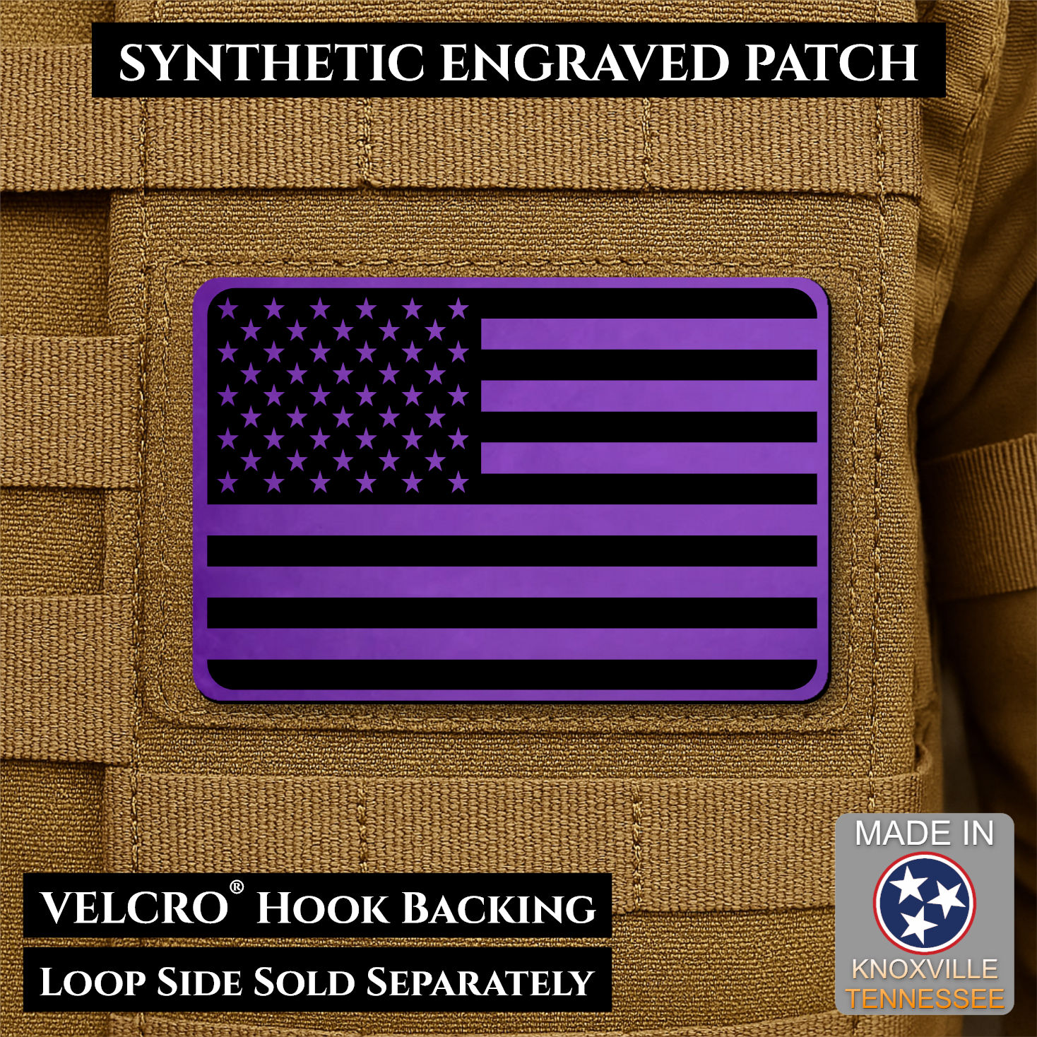 Tactical Synthetic American Flag Patch | Made in USA | VELCRO® Brand Hook Backing