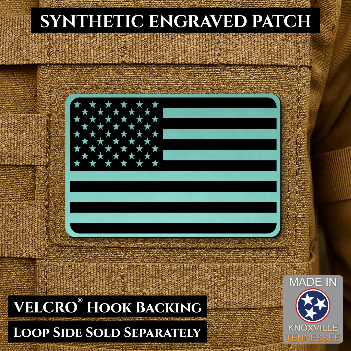 Tactical Synthetic American Flag Patch | Made in USA | VELCRO® Brand Hook Backing