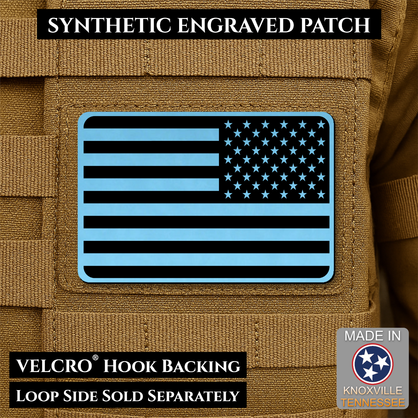 Tactical Synthetic American Flag Patch | Made in USA | VELCRO® Brand Hook Backing