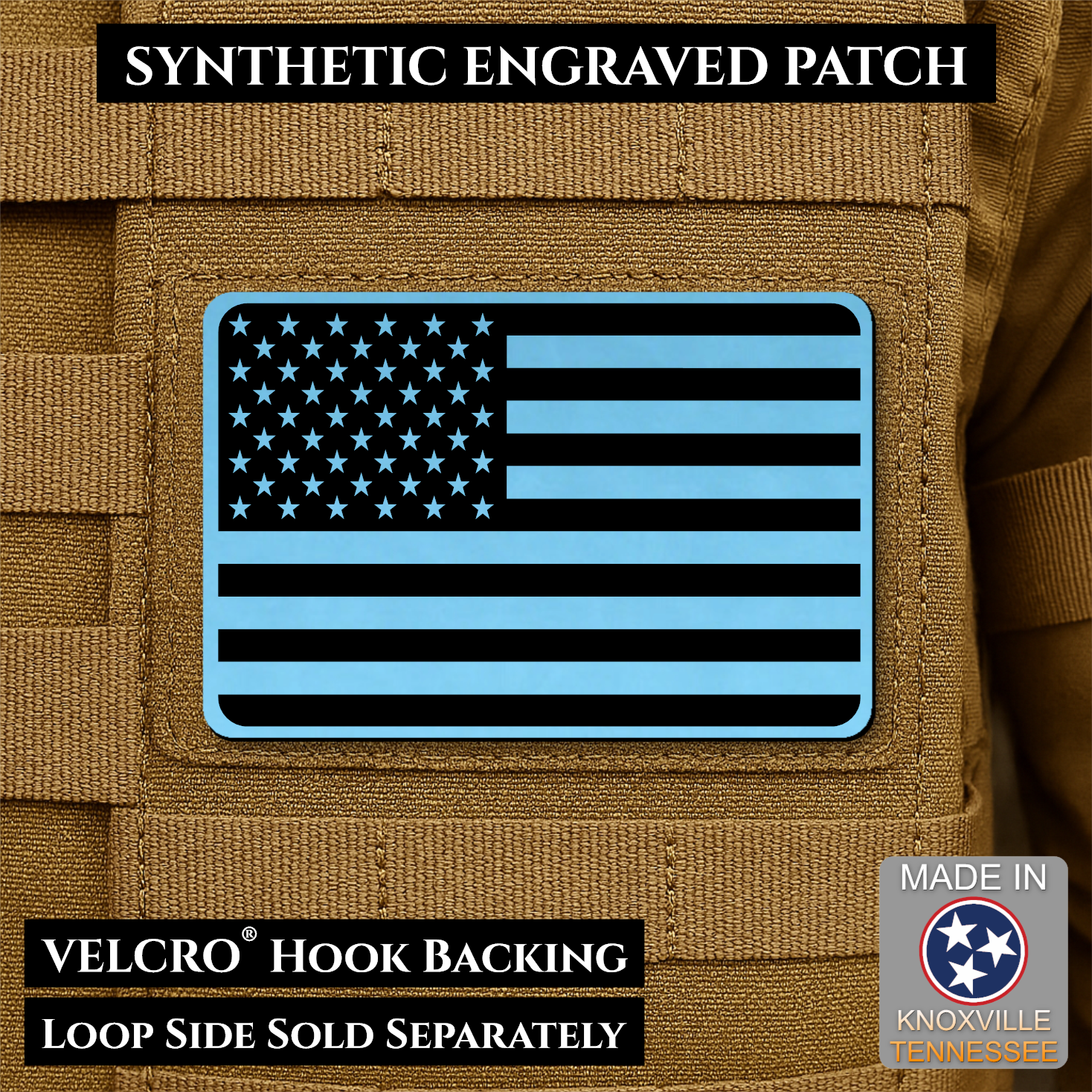 Tactical Synthetic American Flag Patch | Made in USA | VELCRO® Brand Hook Backing