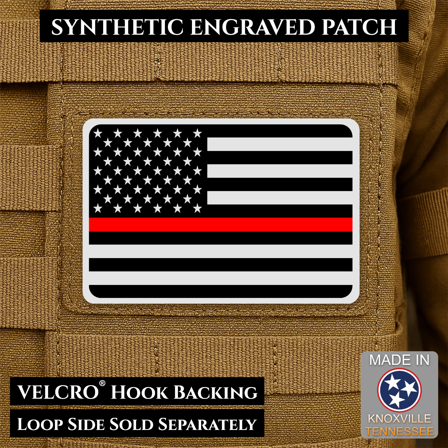 Tactical Synthetic American Flag Patch | Made in USA | VELCRO® Brand Hook Backing