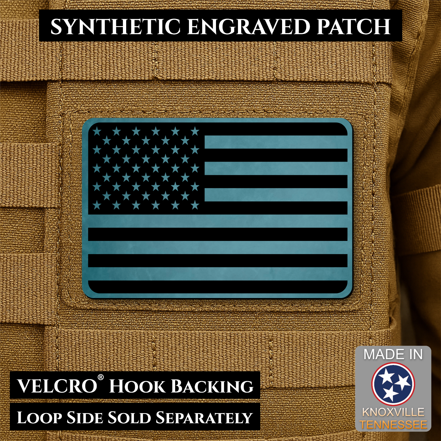 Tactical Synthetic American Flag Patch | Made in USA | VELCRO® Brand Hook Backing