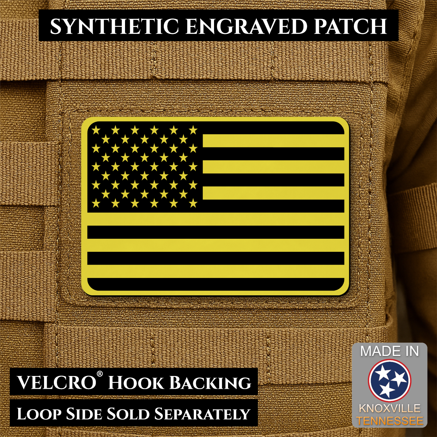 Tactical Synthetic American Flag Patch | Made in USA | VELCRO® Brand Hook Backing