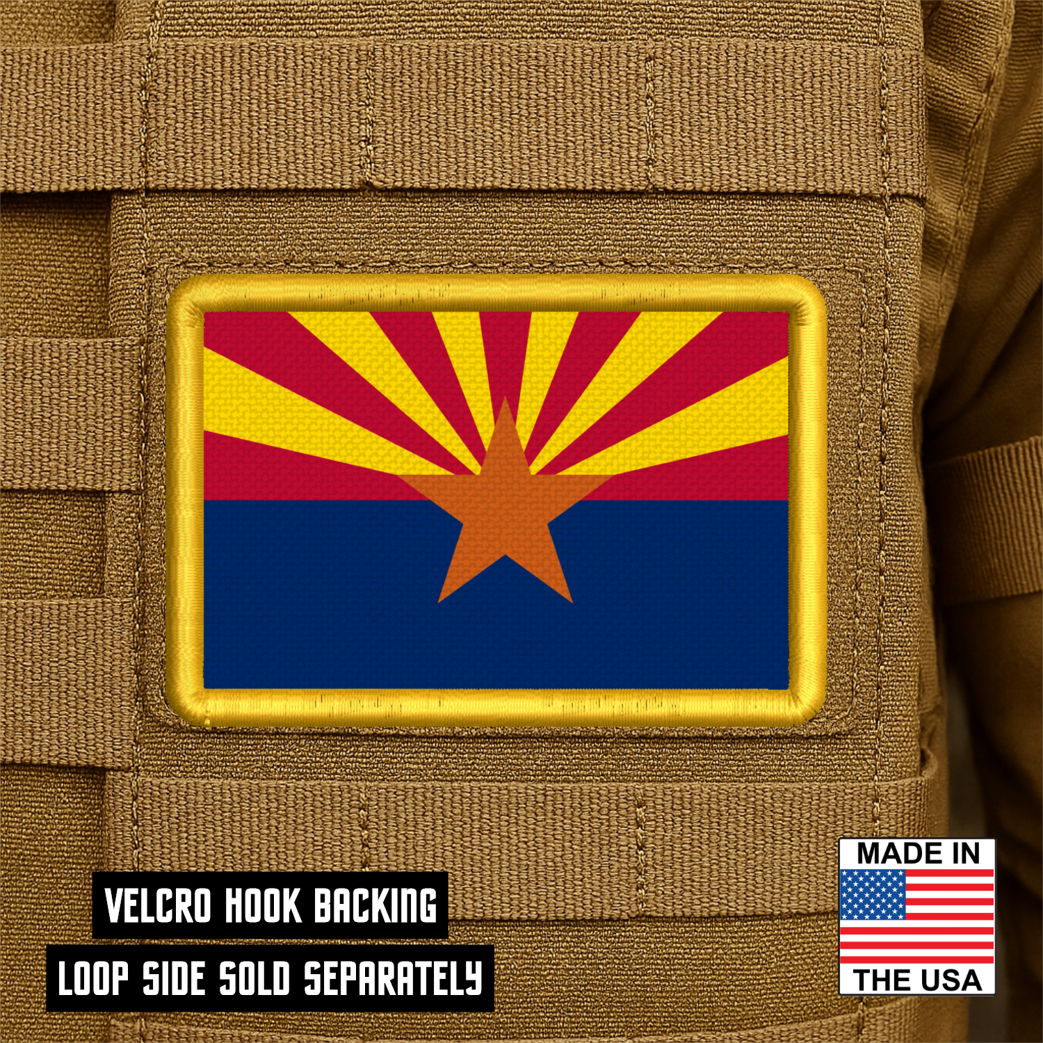 Arizona State Flag Patch 2"x3" Hook & Loop | Made in USA | Pro-Print Full Color & Tactical Options