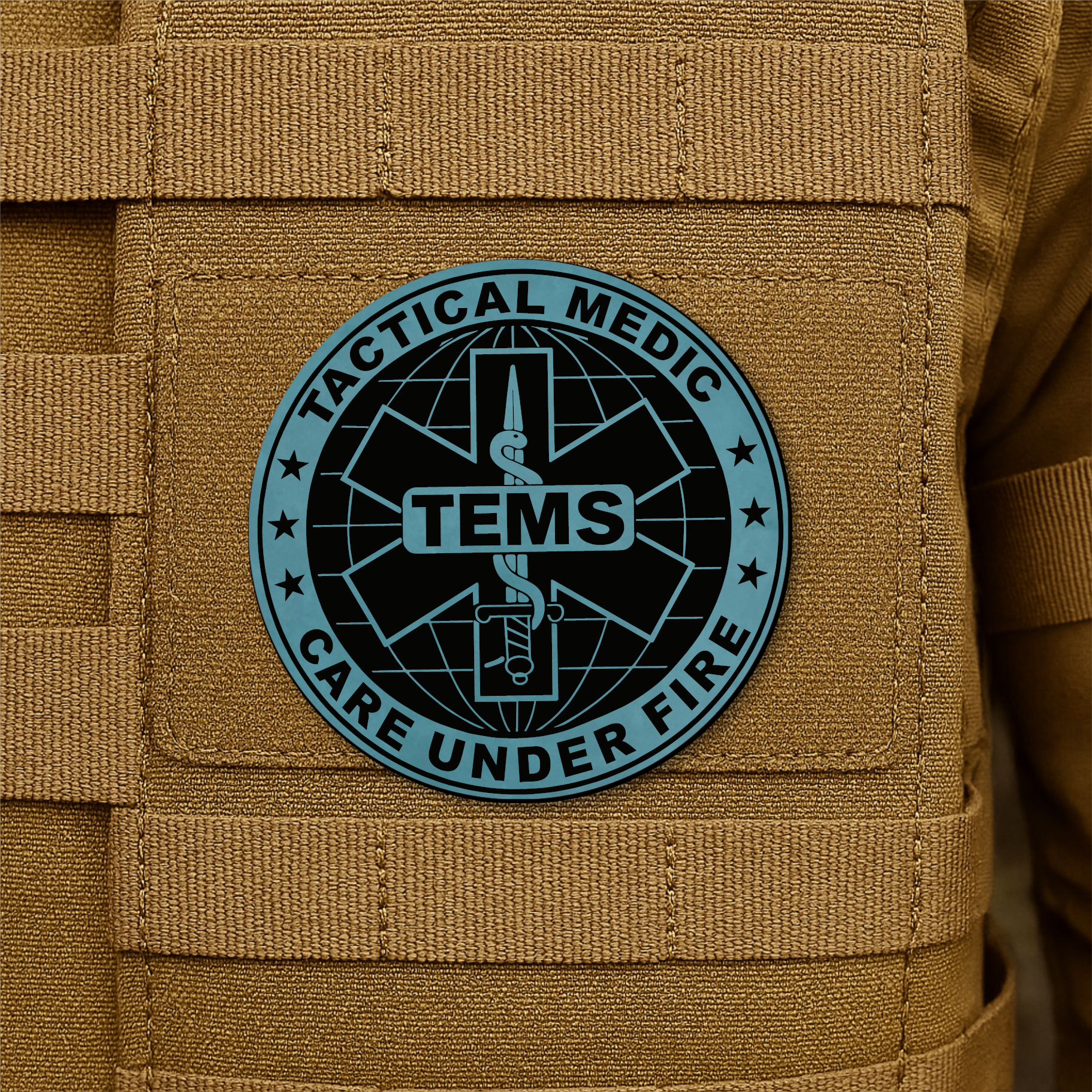 Tactical EMS Medic Morale Patch – 3” Round Hook & Loop Patch | Care Under Fire | Made in USA