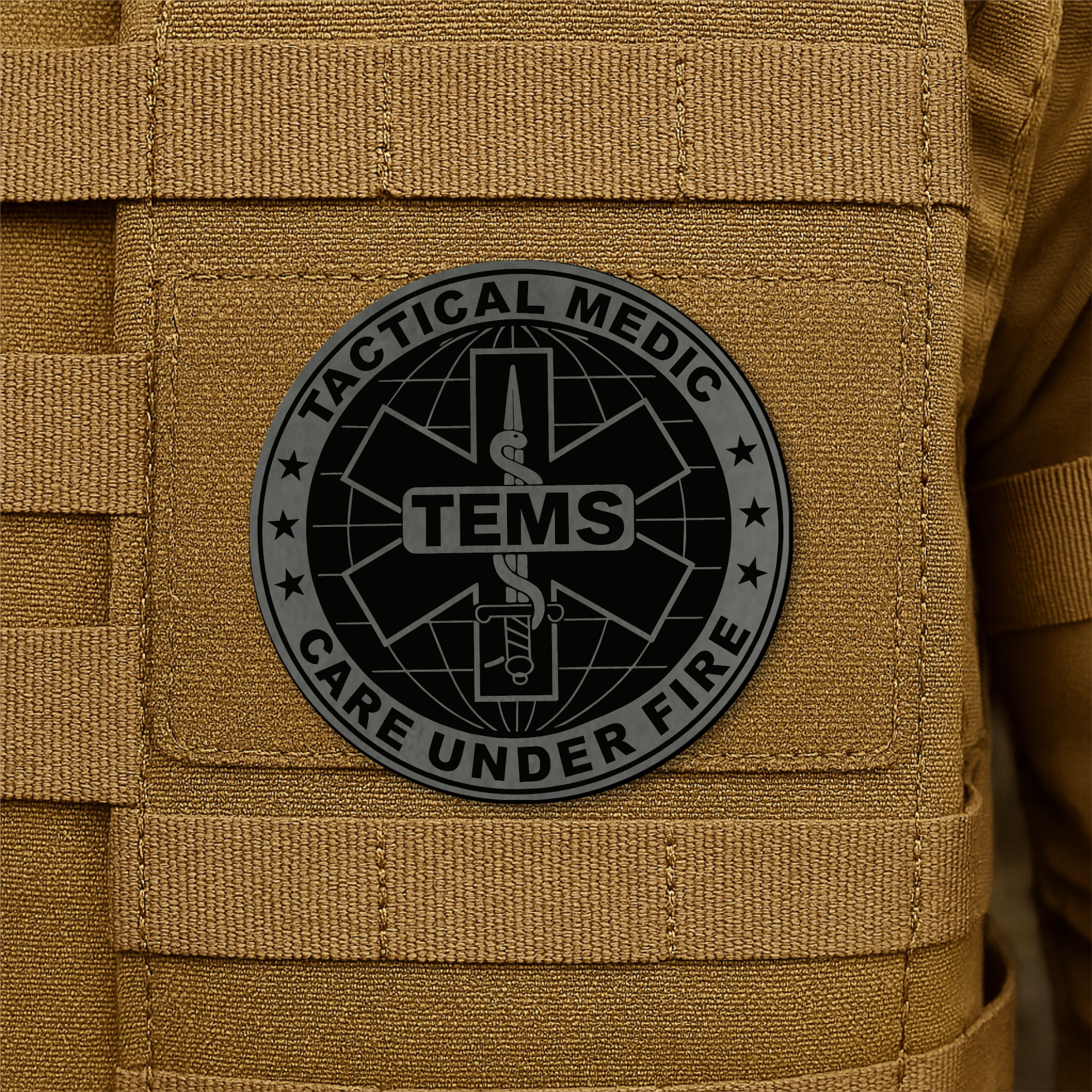 Tactical EMS Medic Morale Patch – 3” Round Hook & Loop Patch | Care Under Fire | Made in USA