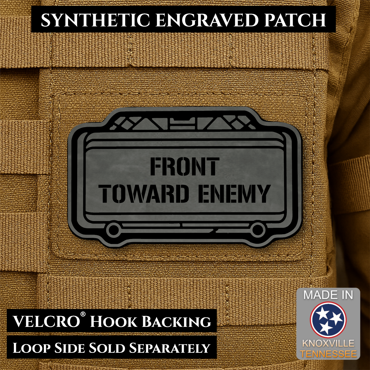 Claymore Mine “Front Toward Enemy” Funny Morale Patch | Made in USA | VELCRO® Brand Hook Backing