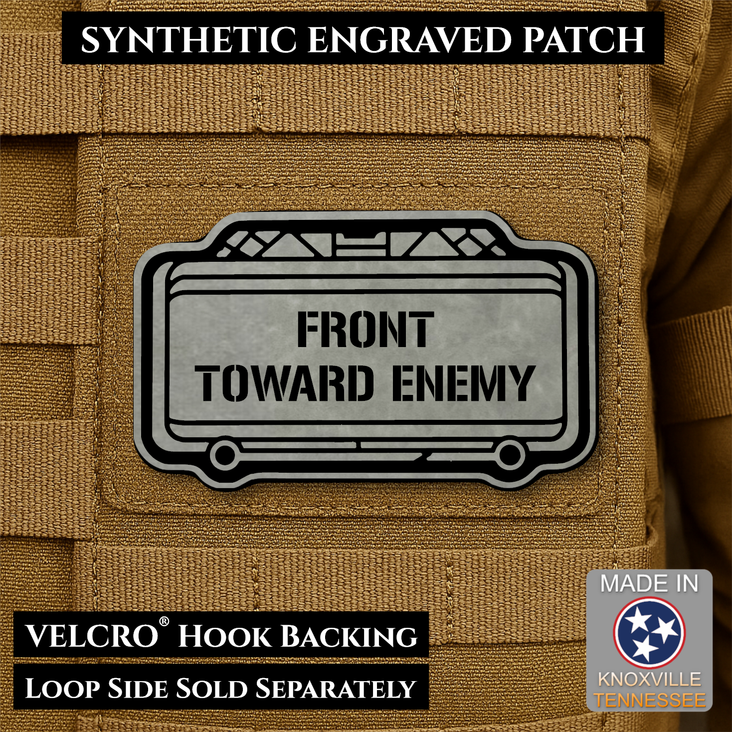 Claymore Mine “Front Toward Enemy” Funny Morale Patch | Made in USA | VELCRO® Brand Hook Backing