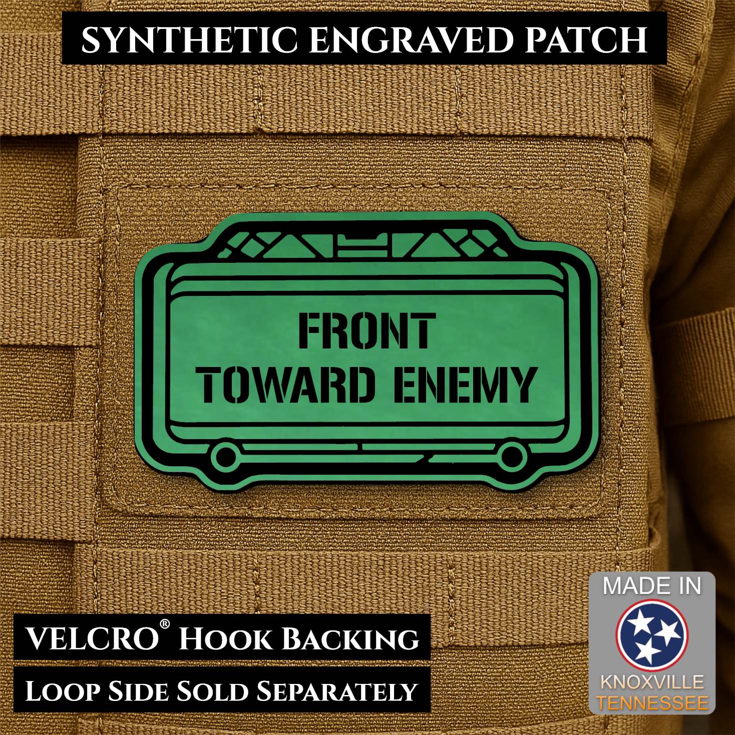 Claymore Mine “Front Toward Enemy” Funny Morale Patch | Made in USA | VELCRO® Brand Hook Backing