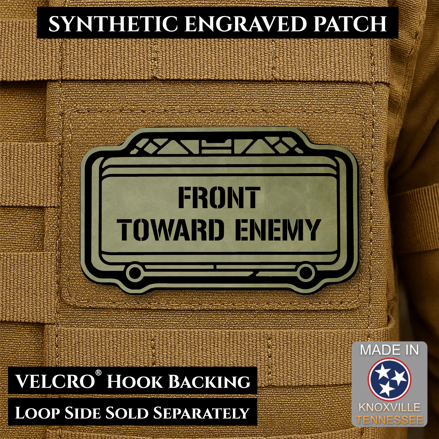 Claymore Mine “Front Toward Enemy” Funny Morale Patch | Made in USA | VELCRO® Brand Hook Backing