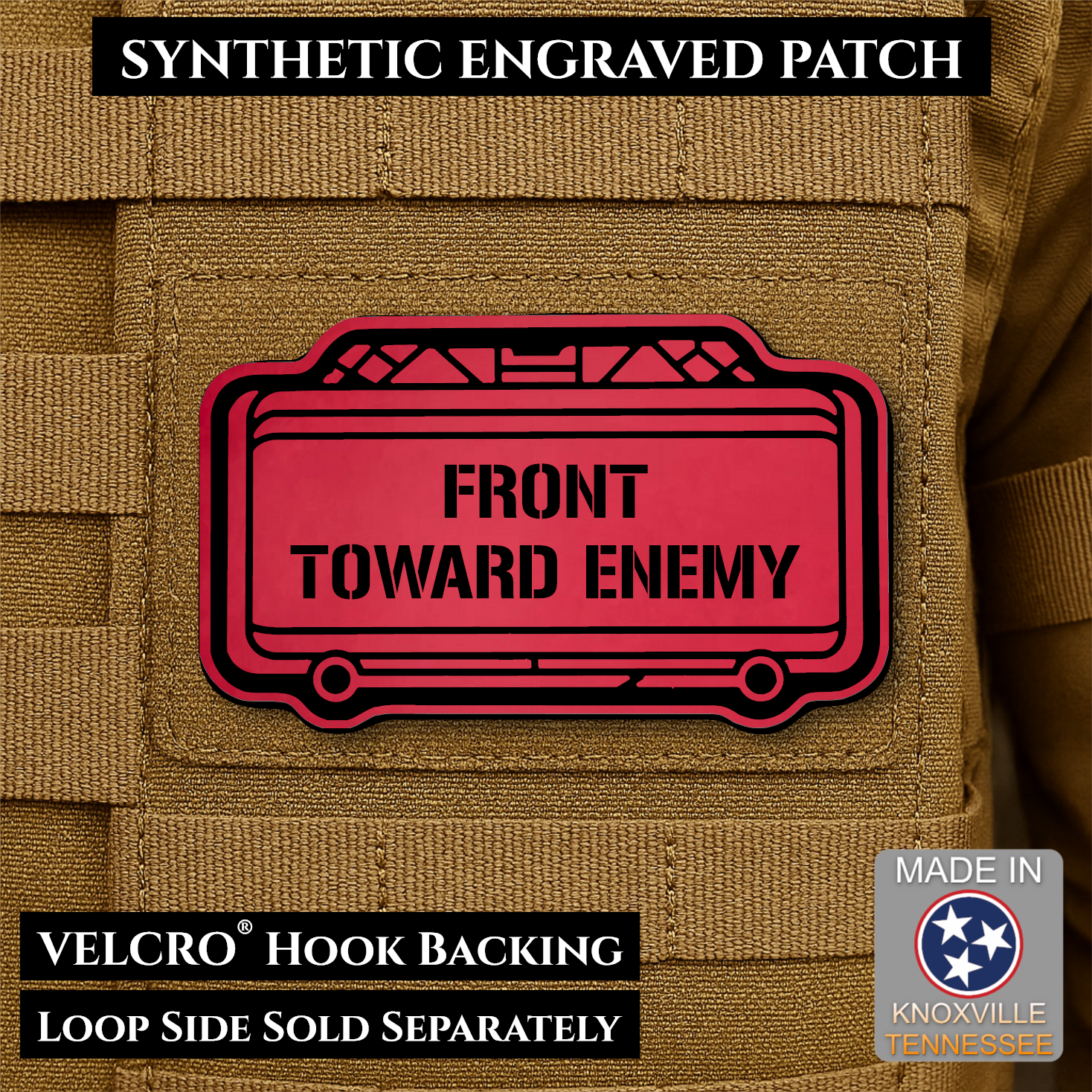 Claymore Mine “Front Toward Enemy” Funny Morale Patch | Made in USA | VELCRO® Brand Hook Backing