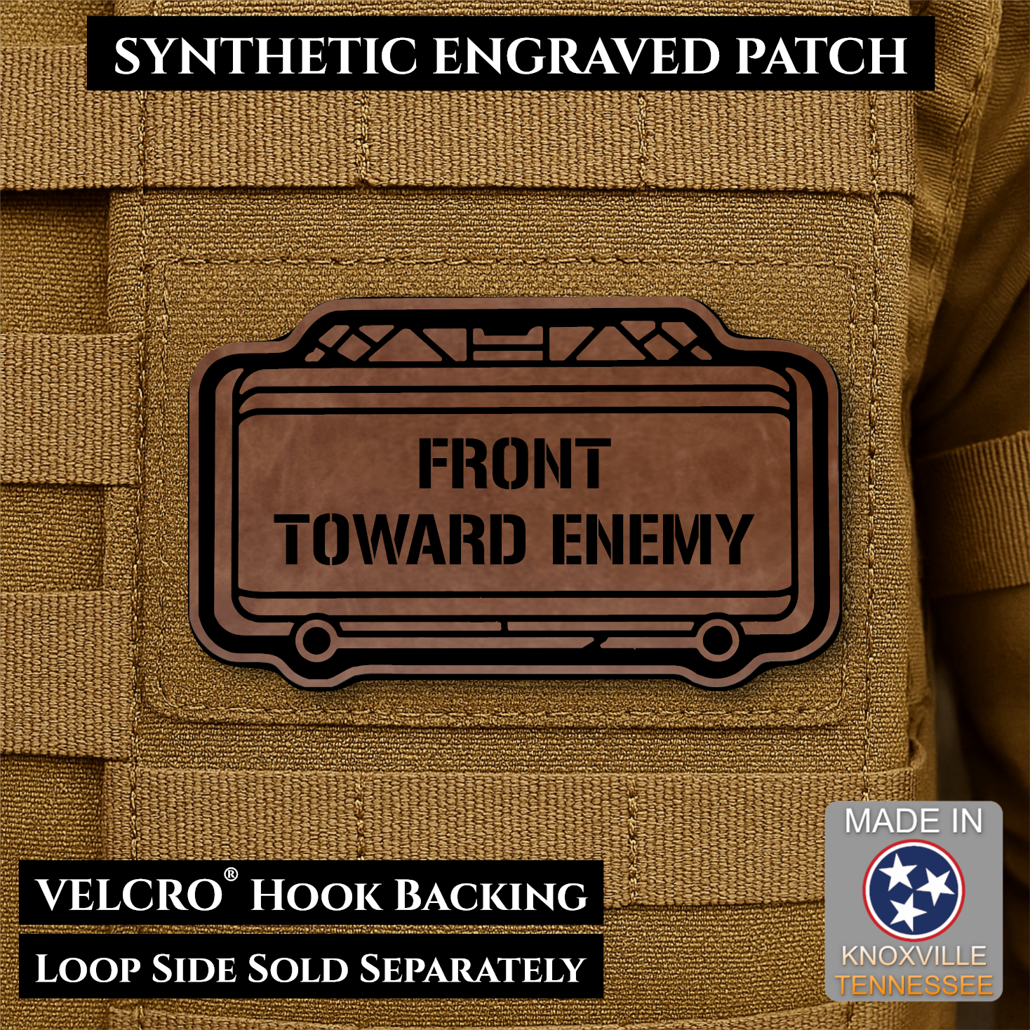 Claymore Mine “Front Toward Enemy” Funny Morale Patch | Made in USA | VELCRO® Brand Hook Backing