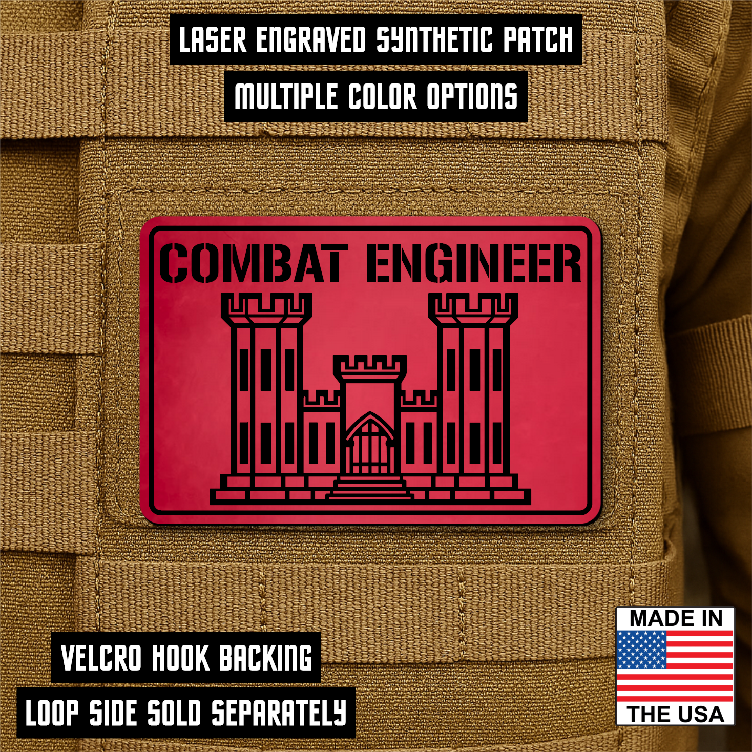 Combat Engineer Morale Patch 2"x3" Hook & Loop | Made in USA