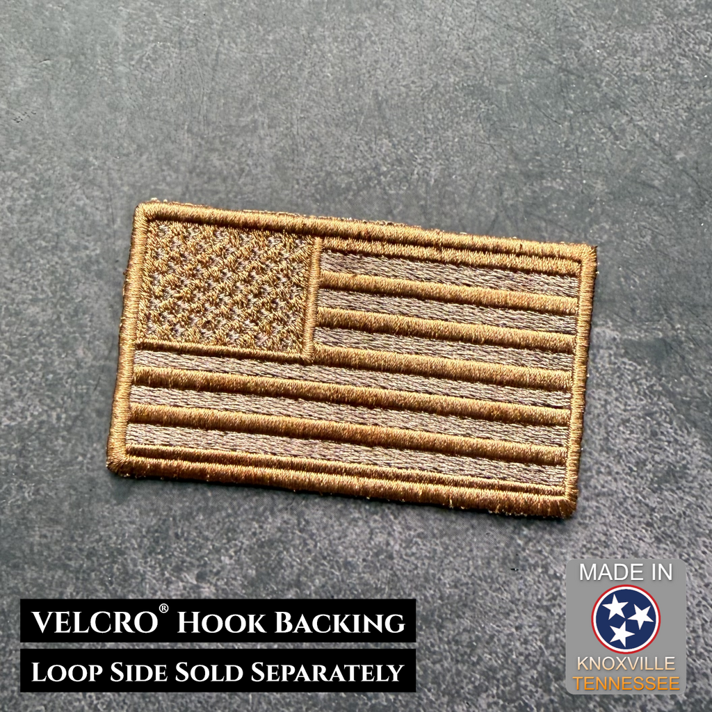 Subdued Coyote Brown American Flag Patch | Made in USA | VELCRO® Brand Hook Backing