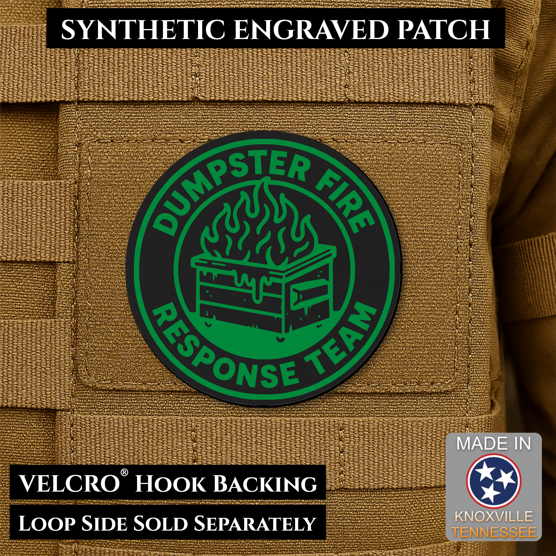 Dumpster Fire Response Team Funny Morale Patch | Made in USA | VELCRO® Brand Hook Backing