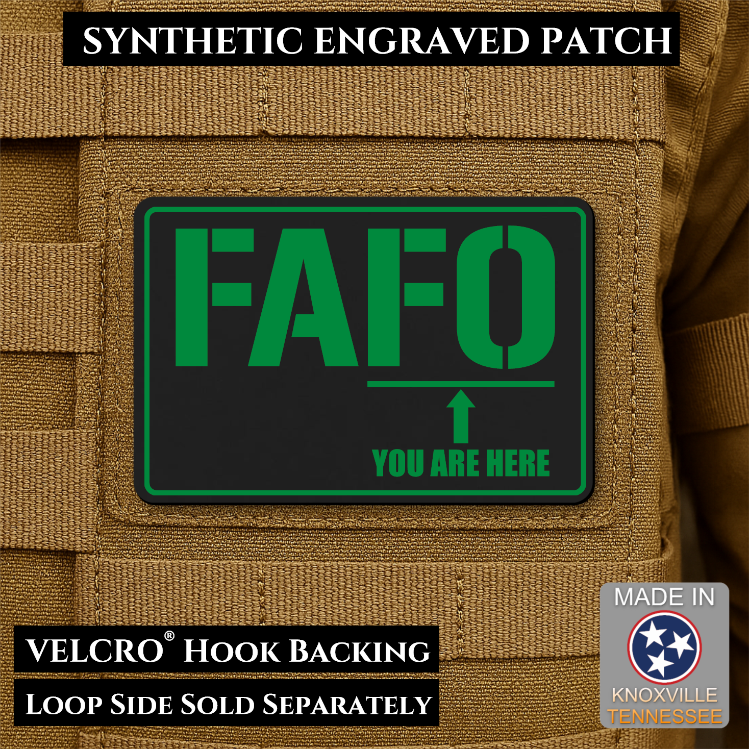FAFO You Are Here Funny Morale Patch | Made in USA | VELCRO® Brand Hook Backing