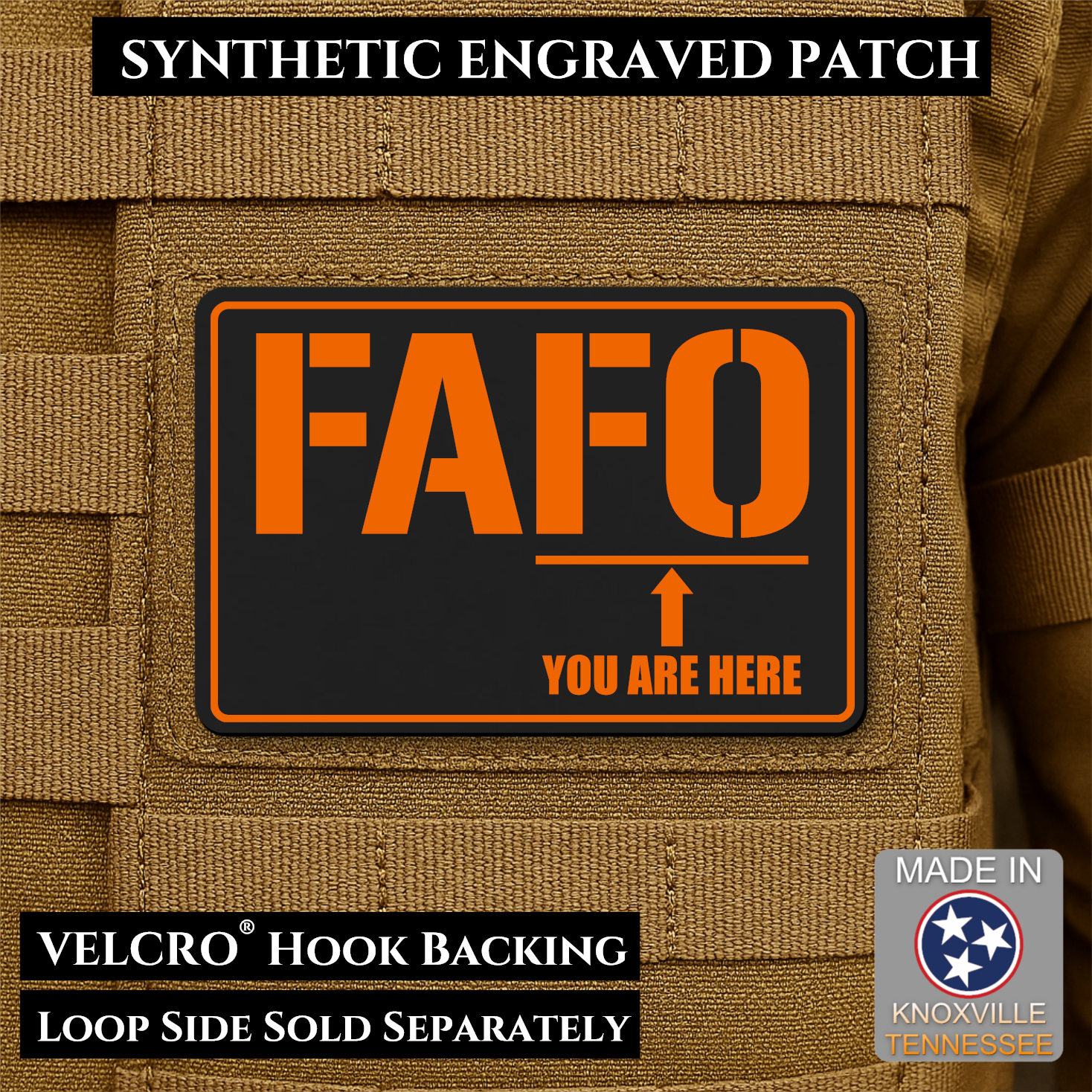FAFO You Are Here Funny Morale Patch | Made in USA | VELCRO® Brand Hook Backing