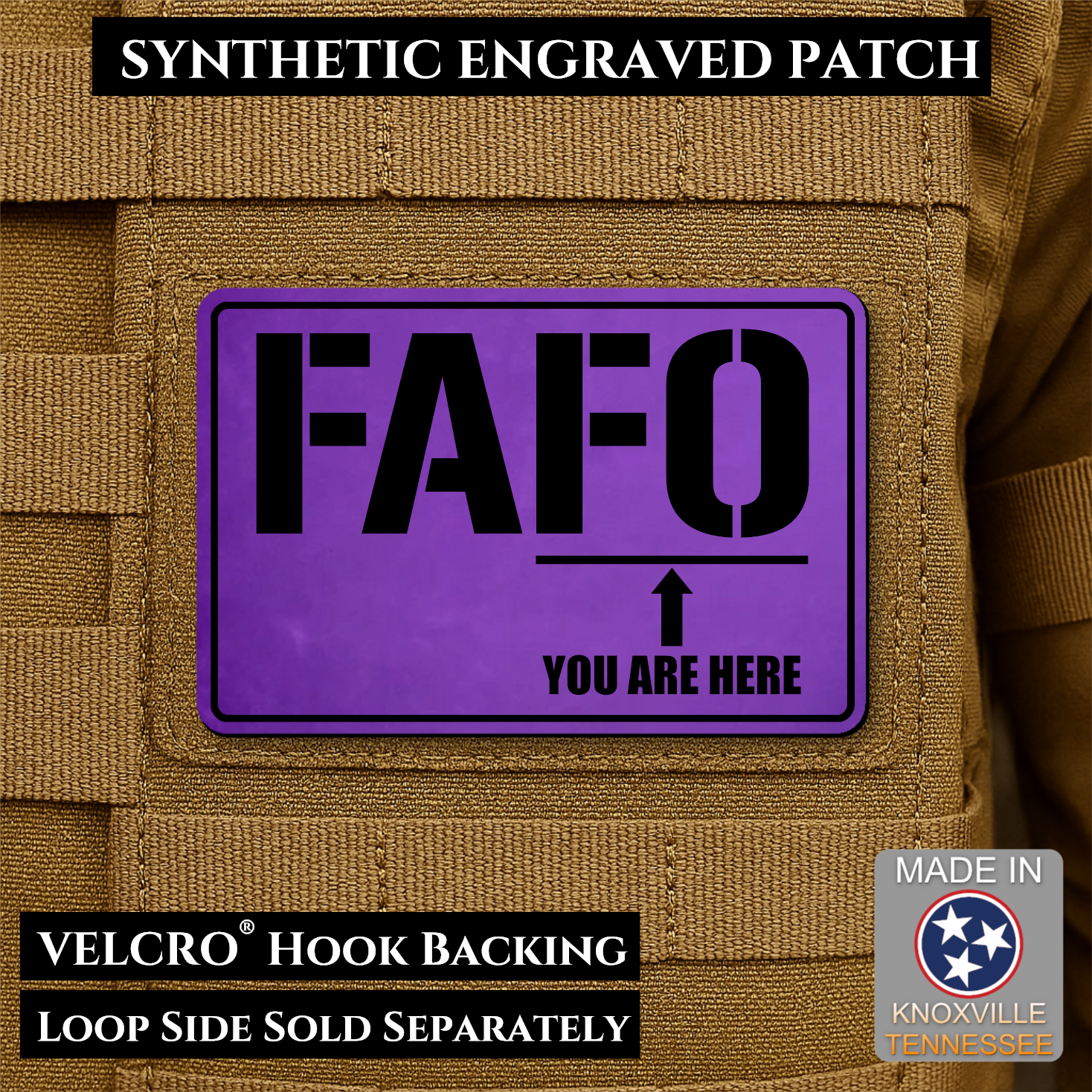 FAFO You Are Here Funny Morale Patch | Made in USA | VELCRO® Brand Hook Backing