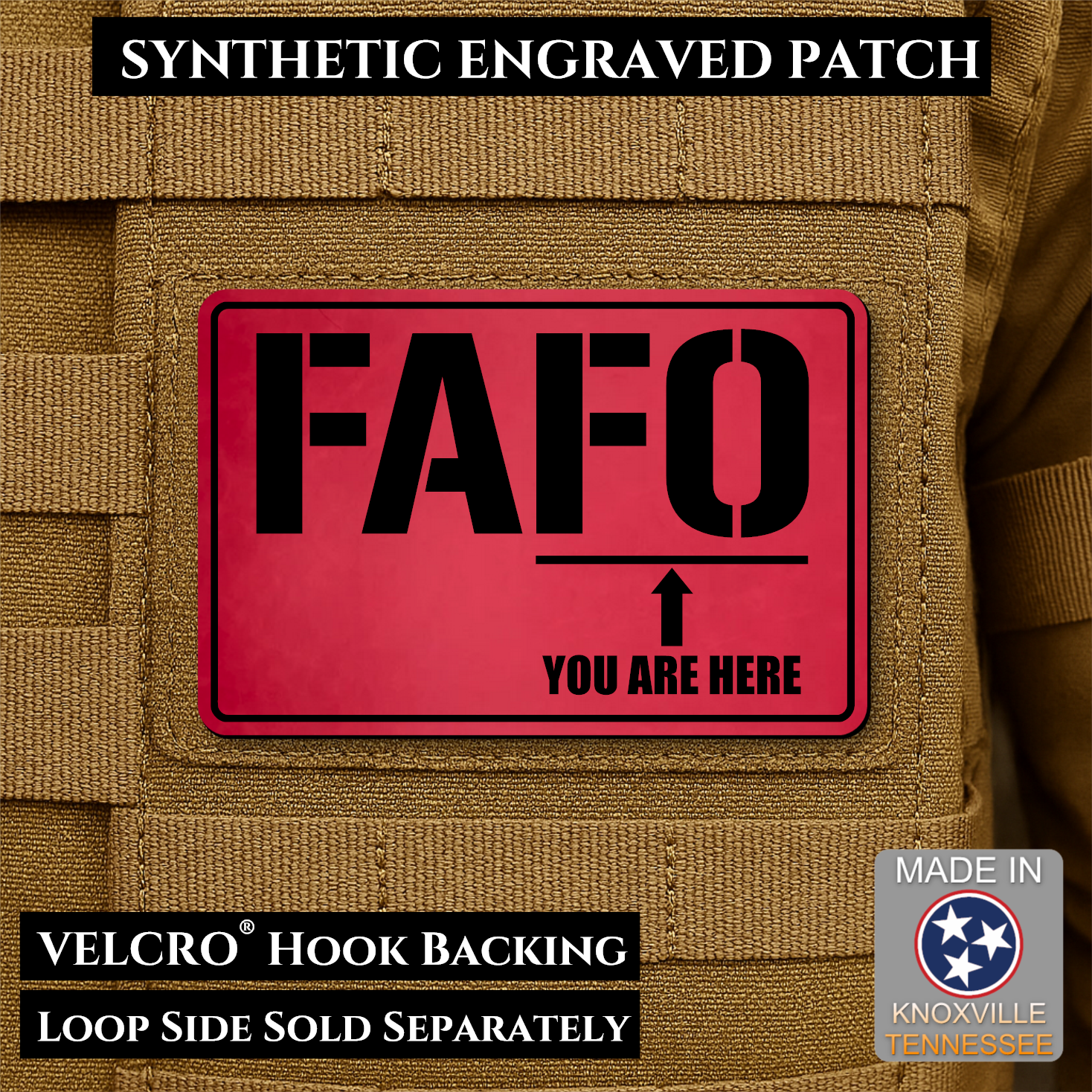 FAFO You Are Here Funny Morale Patch | Made in USA | VELCRO® Brand Hook Backing