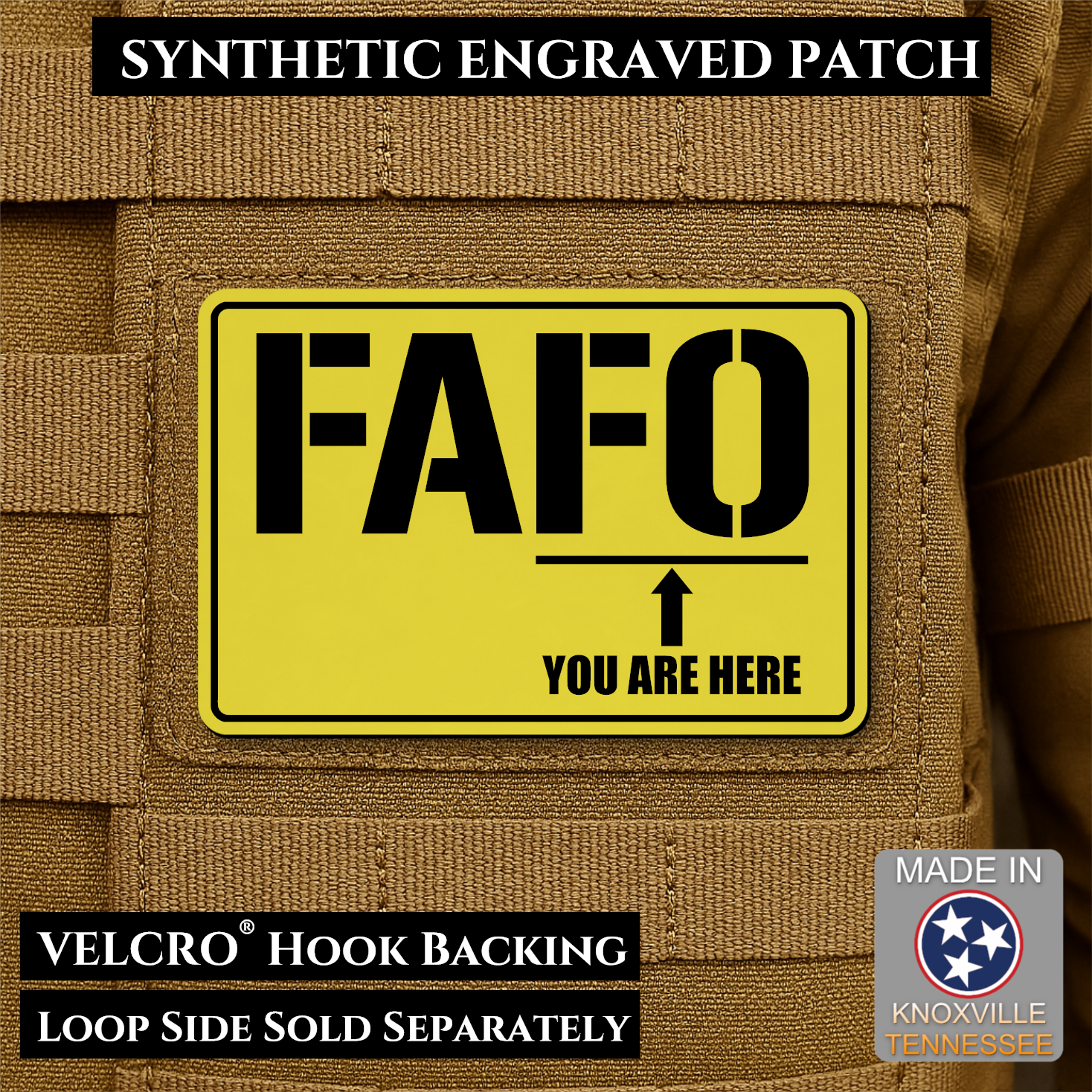 FAFO You Are Here Funny Morale Patch | Made in USA | VELCRO® Brand Hook Backing