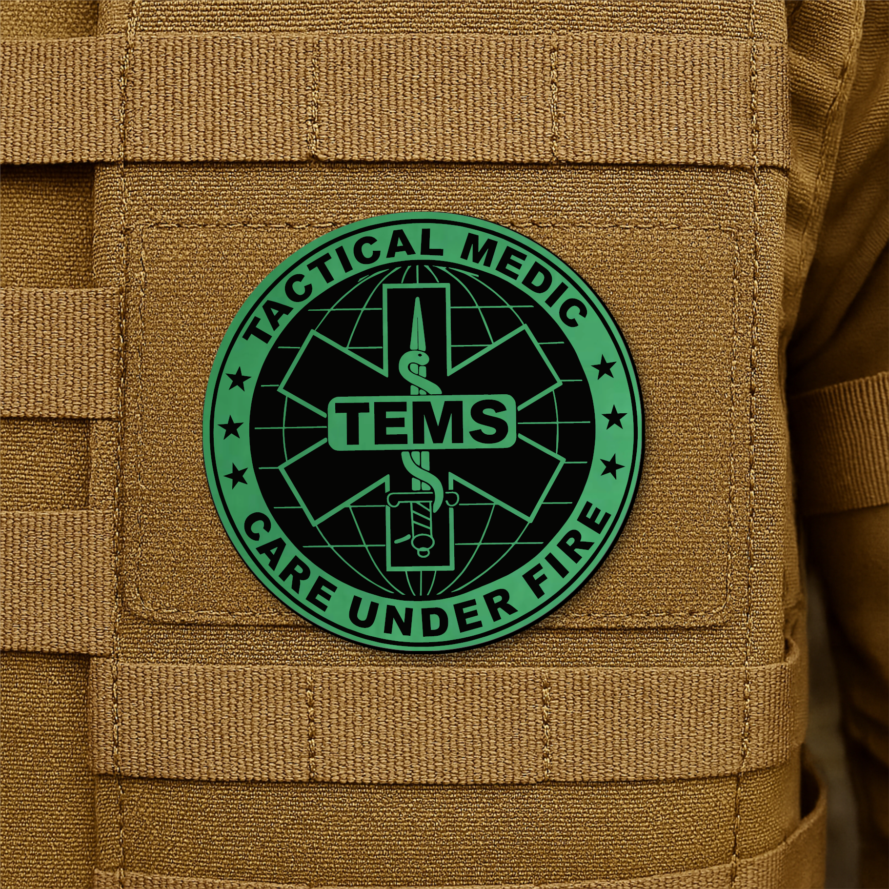 Tactical EMS Medic Morale Patch – 3” Round Hook & Loop Patch | Care Under Fire | Made in USA