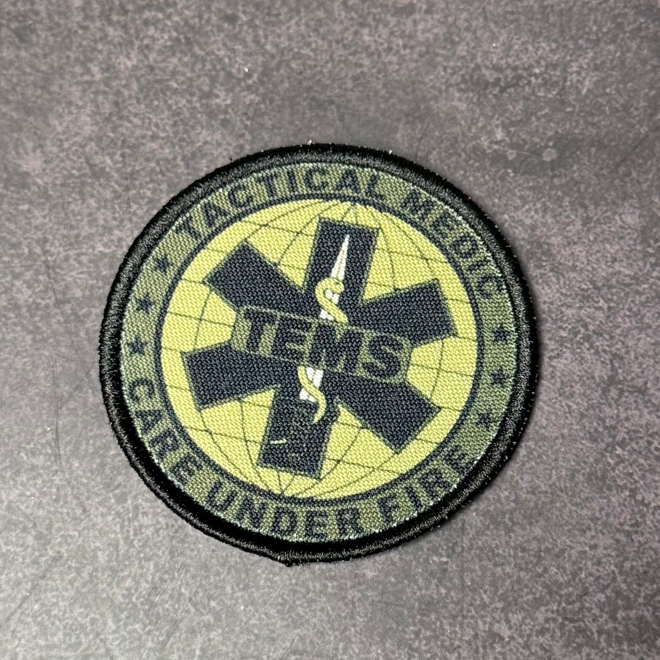 Tactical Medic TEMS Morale Patch, Care Under Fire | Made in USA | VELCRO® Brand Hook Backing
