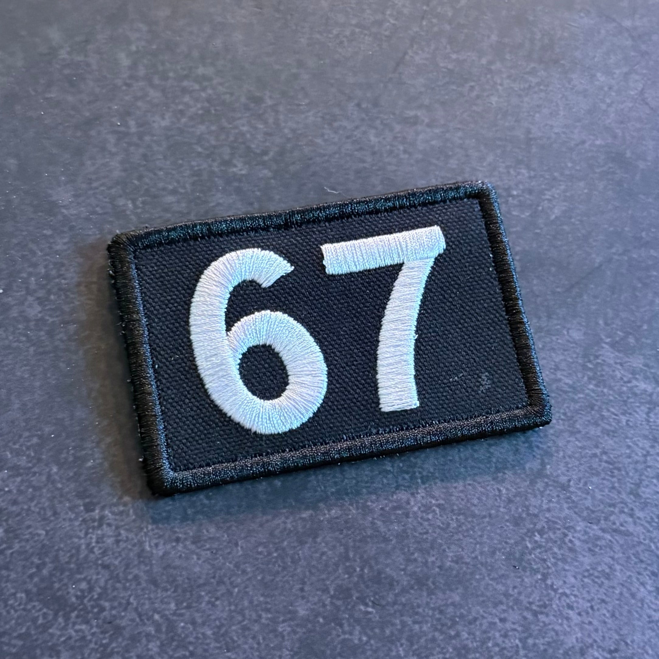 67 -Six Seven- Funny Morale Patch | Made in USA | VELCRO® Brand Hook Backing