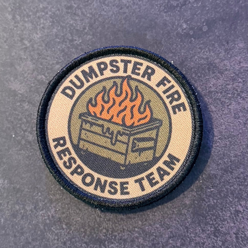 Dumpster Fire Response Team Funny Morale Patch | Made in USA | VELCRO® Brand Hook Backing