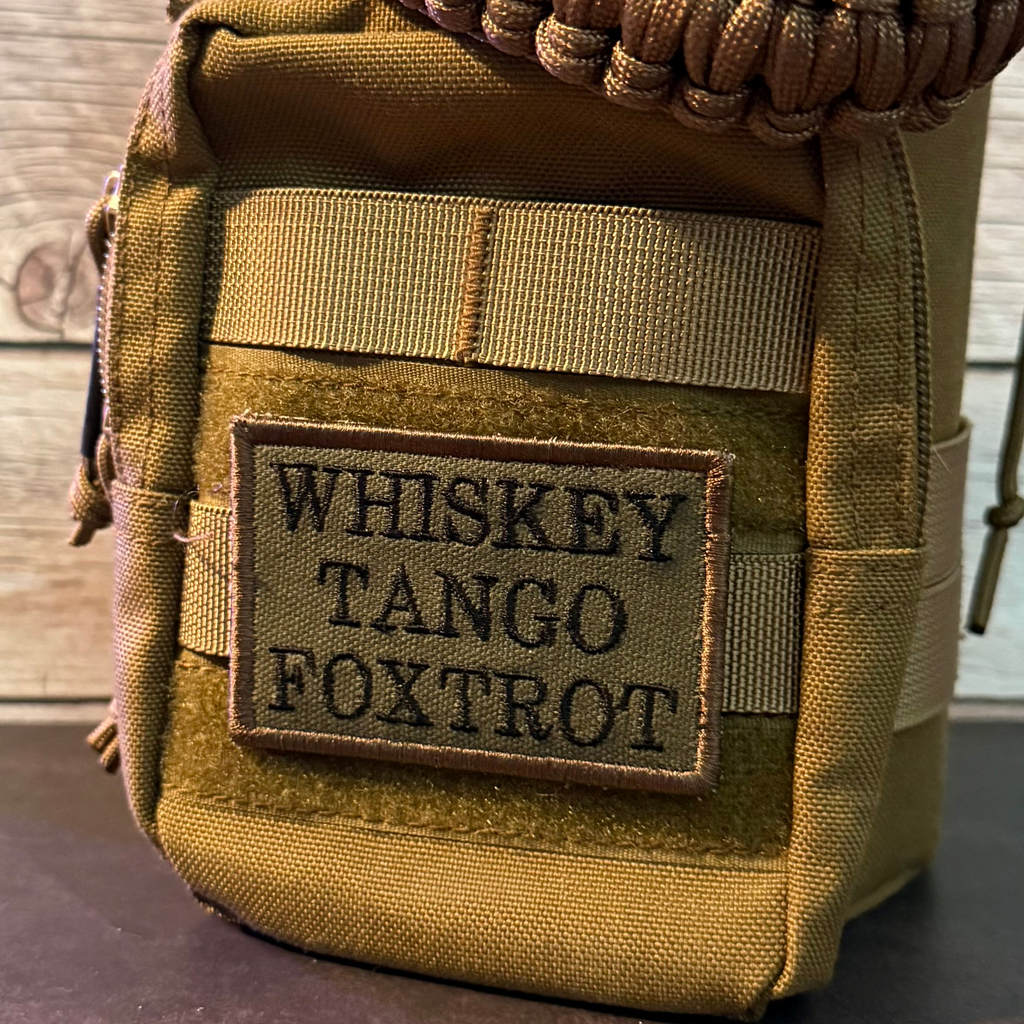 Whiskey Tango Foxtrot WTF Funny Morale Patch | Made in USA | VELCRO® Brand Hook Backing