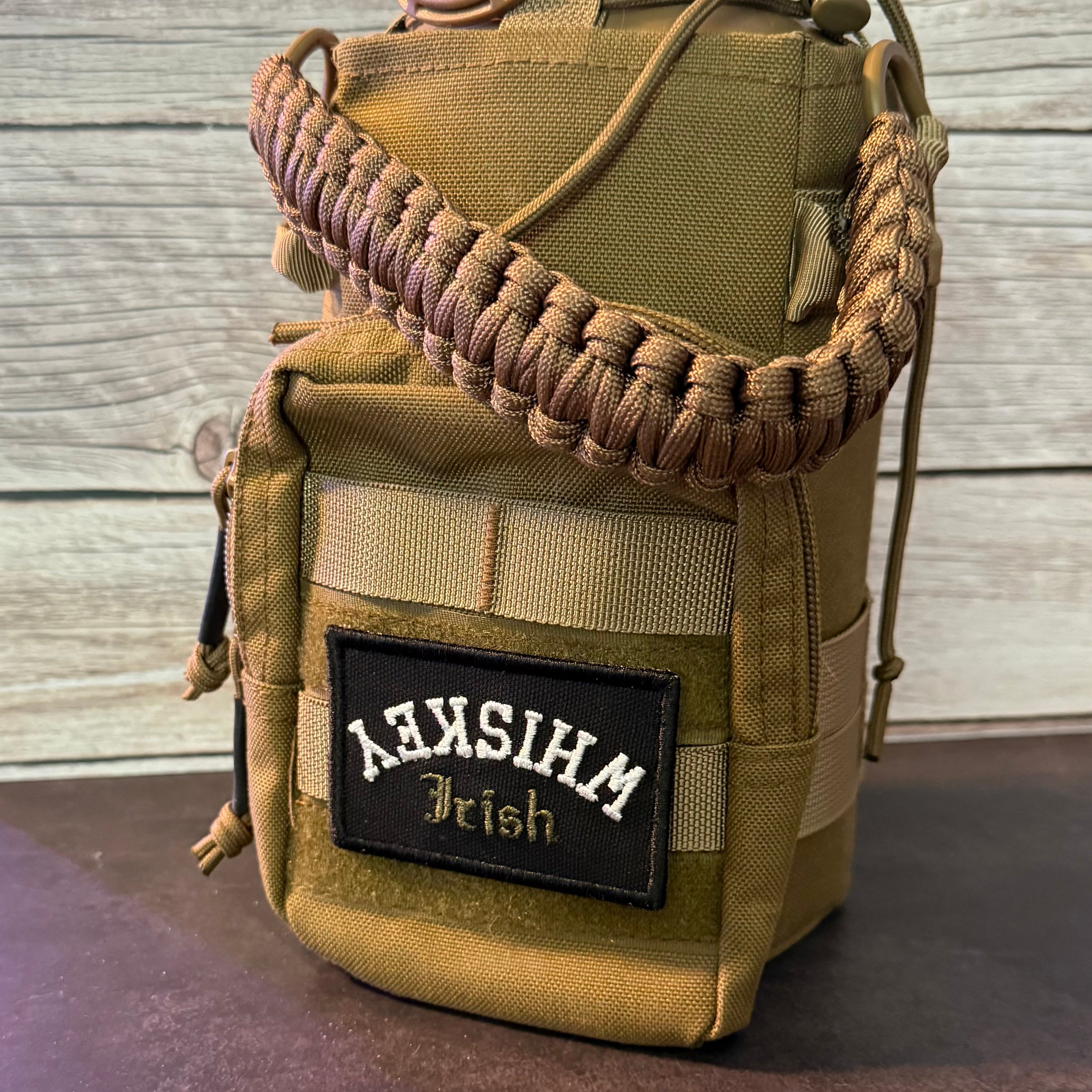 Irish Whiskey Upside Down Funny Morale Patch | Made in USA | VELCRO® Brand Hook Backing