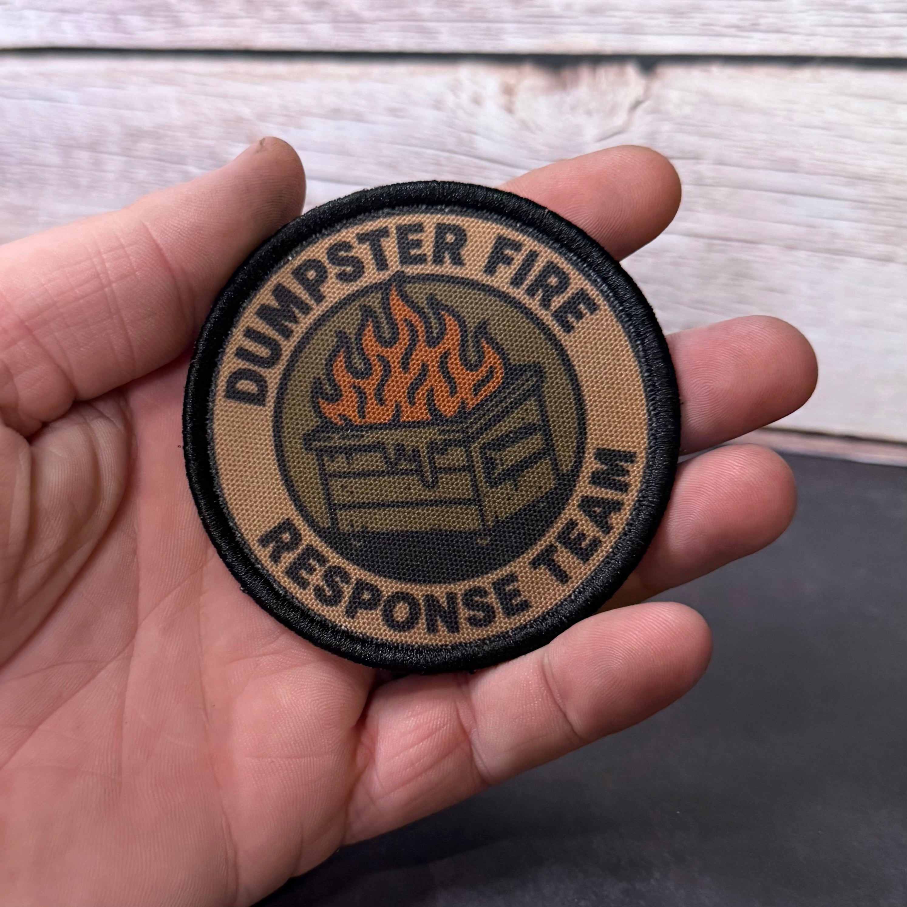 Dumpster Fire Response Team Funny Morale Patch | Made in USA | VELCRO® Brand Hook Backing