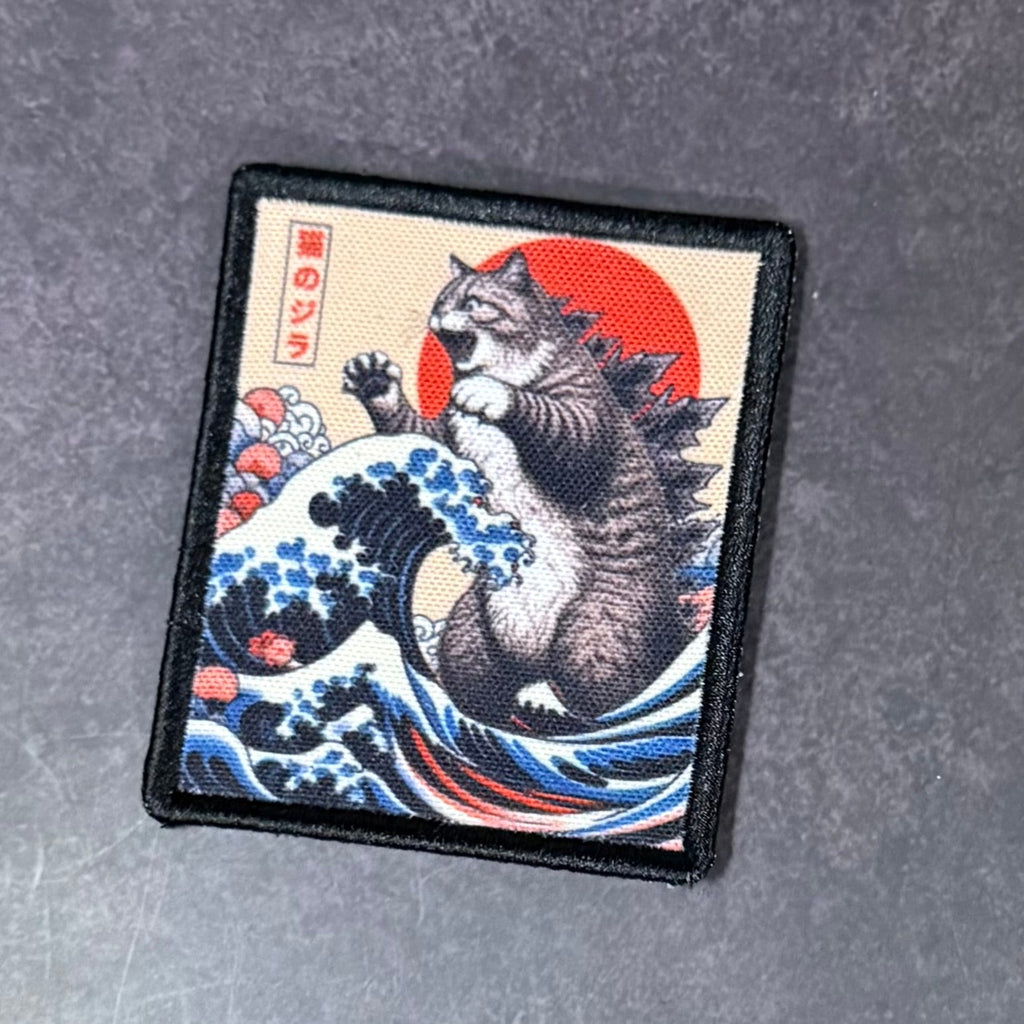 Catzilla Funny Cat Morale Patch | Made in USA | VELCRO® Brand Hook Backing