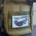Stay Trashy Raccoon Trash Panda Funny Morale Patch | Made in USA | VELCRO® Brand Hook Backing
