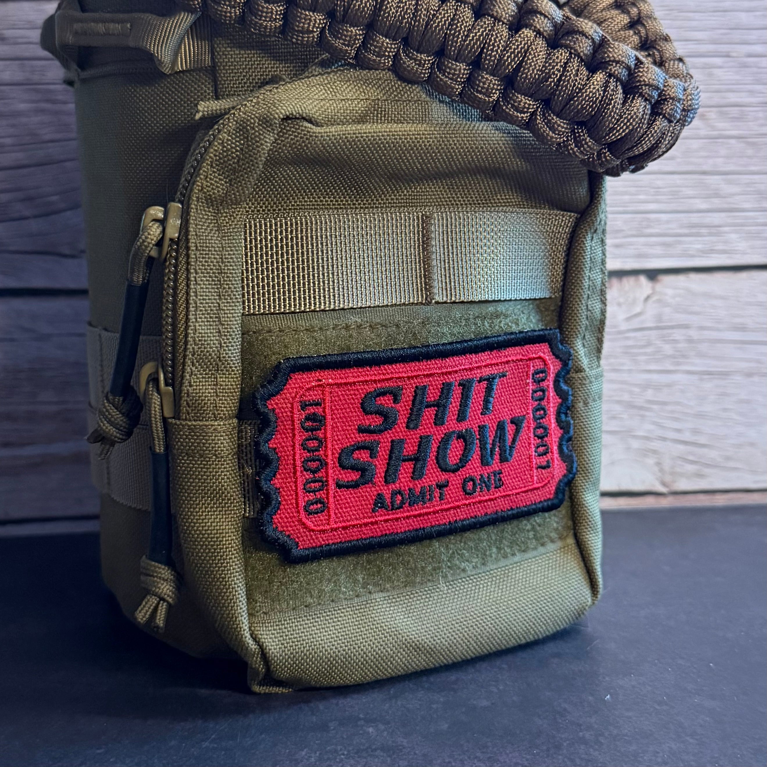 Shit Show Ticket Funny Morale Patch | Made in USA | VELCRO® Brand Hook Backing