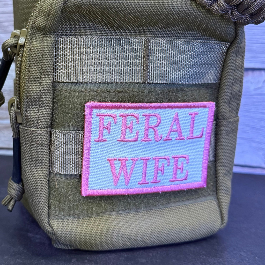 Feral Wife Funny Morale Patch | Made in USA | VELCRO® Brand Hook Backing