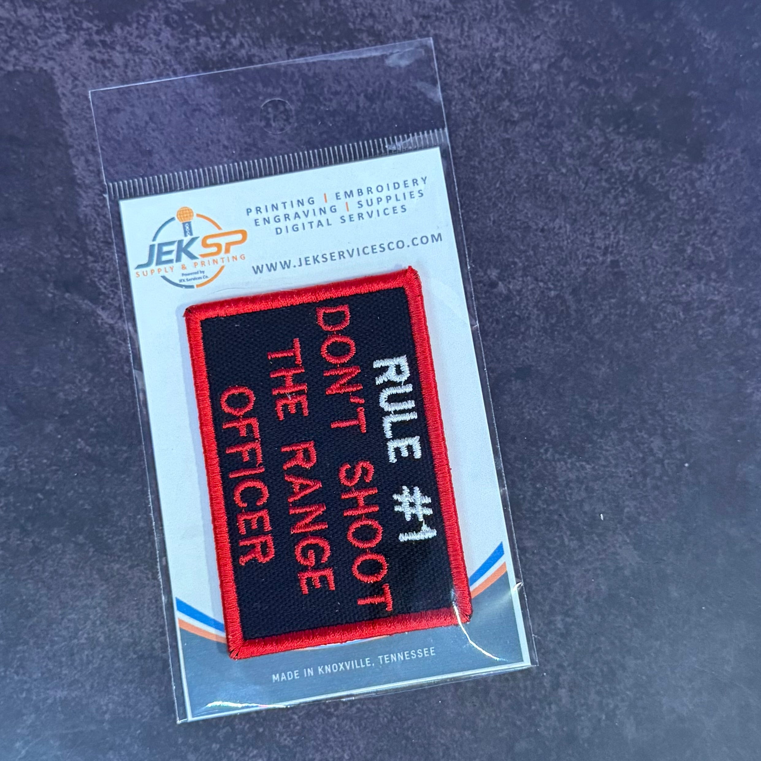 Rule #1 Don't Shoot The Range Officer Funny Morale Patch | Made in USA | VELCRO® Brand Hook Backing