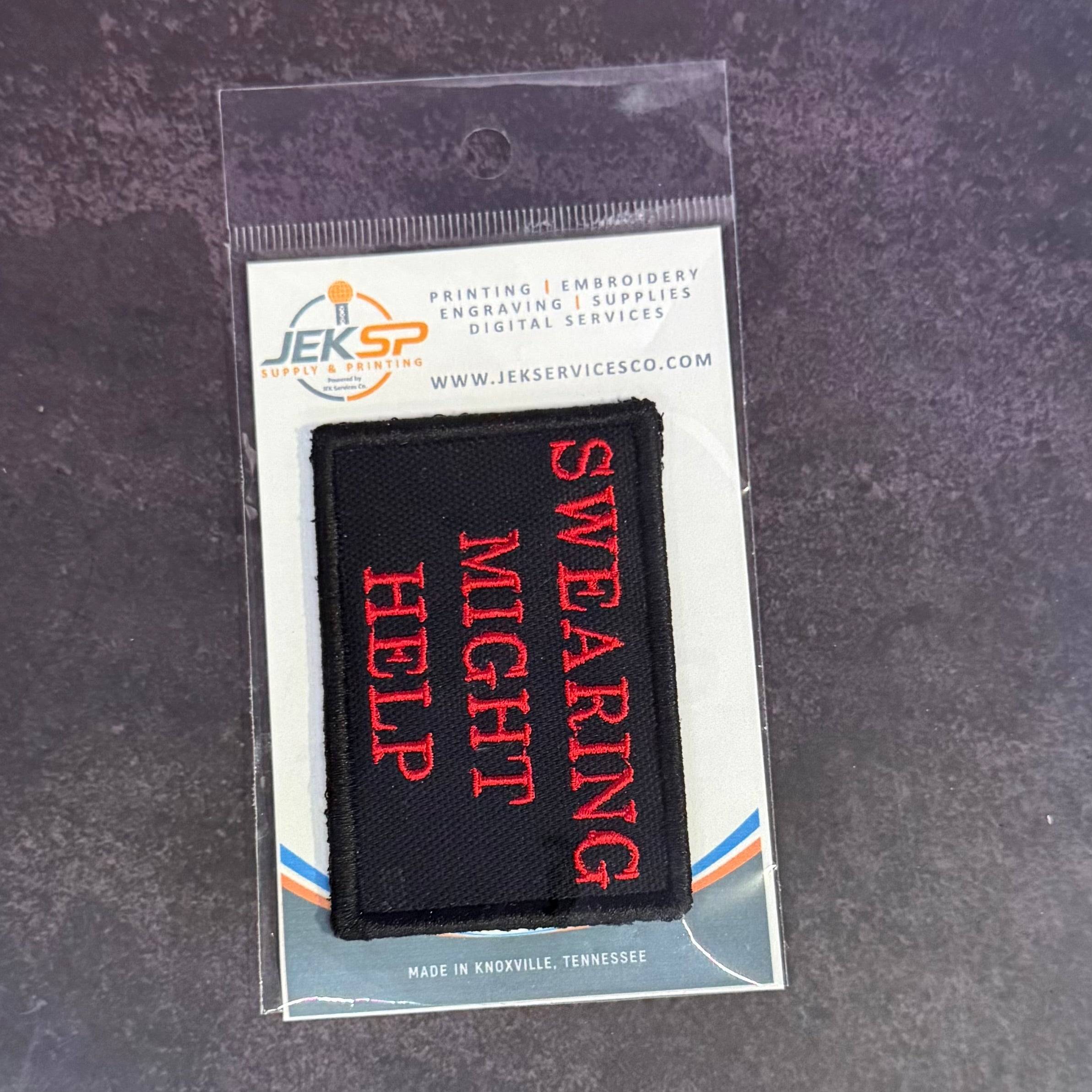 Swearing Might Help Funny Morale Patch | Made in USA | VELCRO® Brand Hook Backing