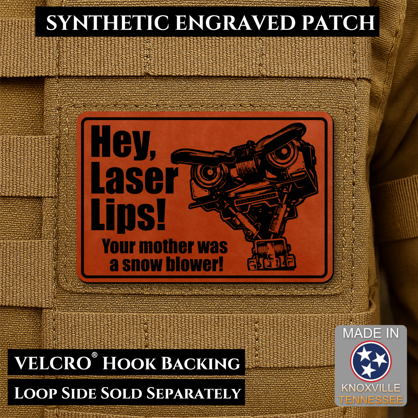 Hey Laser Lips Funny Morale Patch | Made in USA | VELCRO® Brand Hook Backing