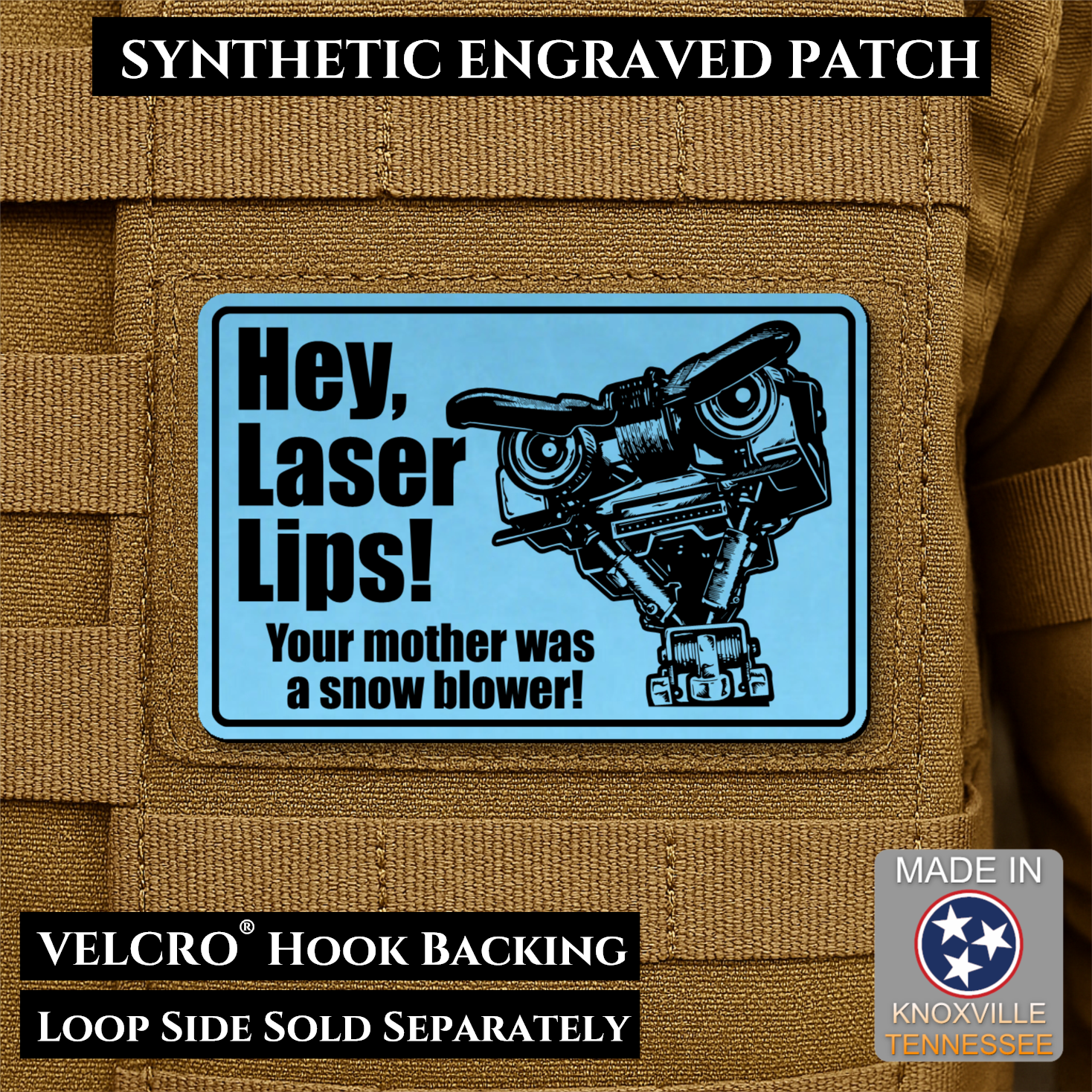 Hey Laser Lips Funny Morale Patch | Made in USA | VELCRO® Brand Hook Backing