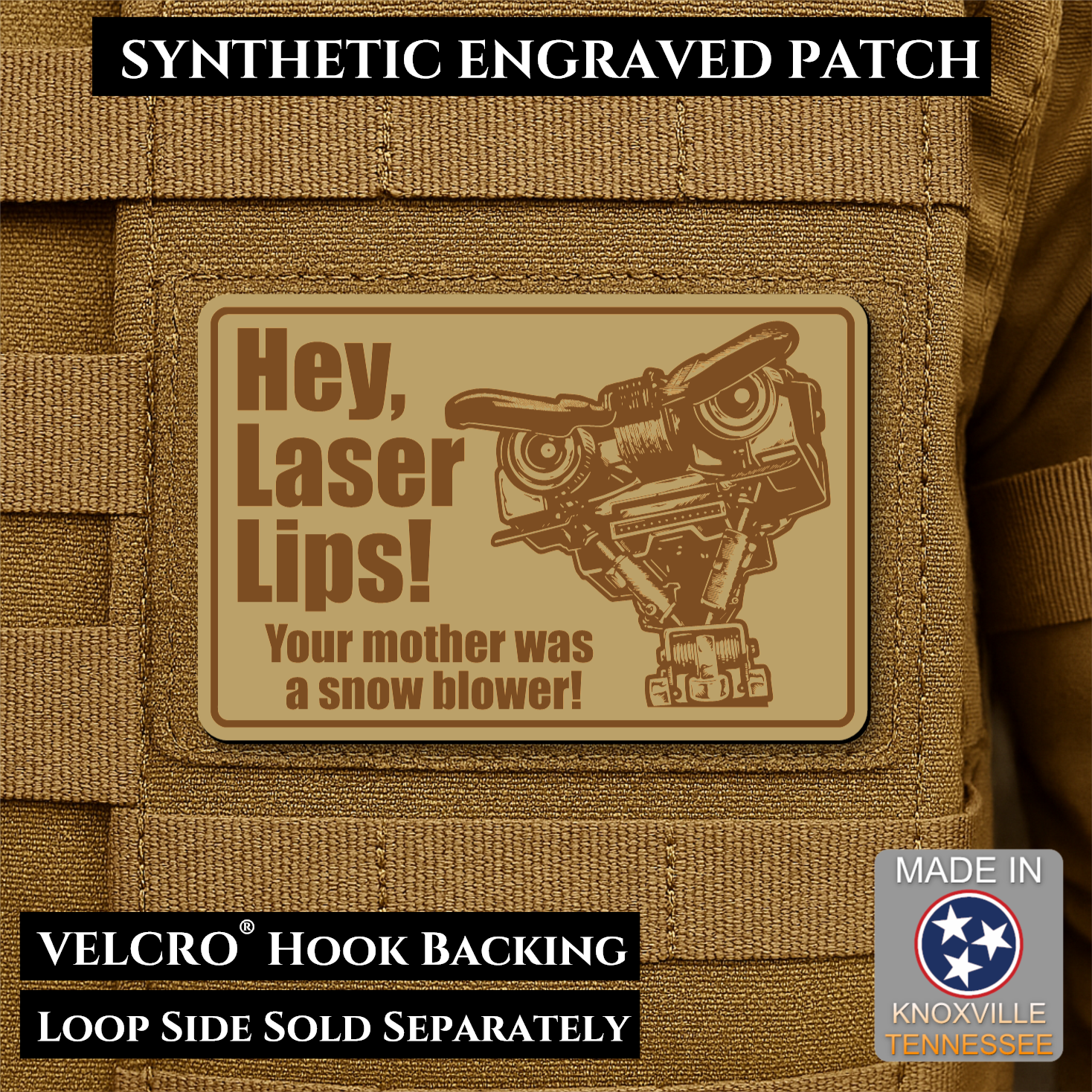 Hey Laser Lips Funny Morale Patch | Made in USA | VELCRO® Brand Hook Backing